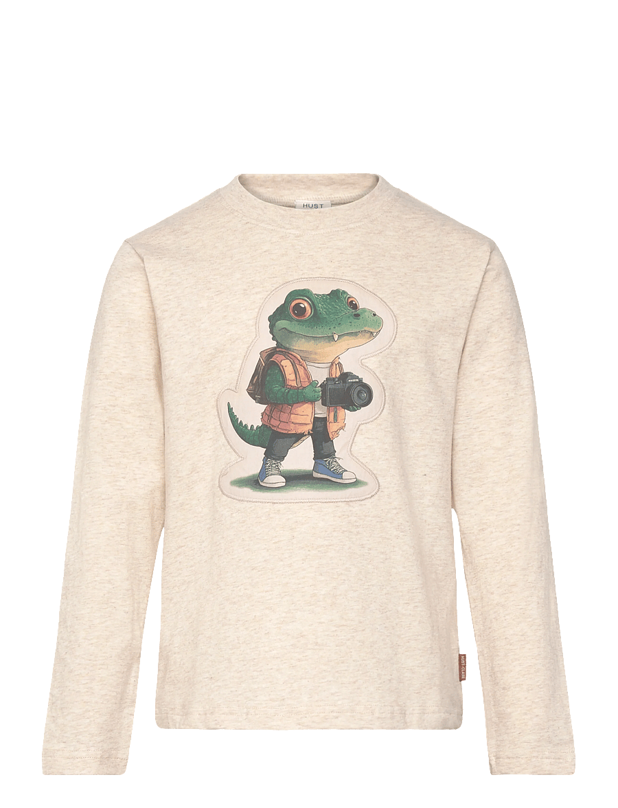 Hust & Claire - HCAnton Croco - langermede t-skjorter - wheat melange - 0