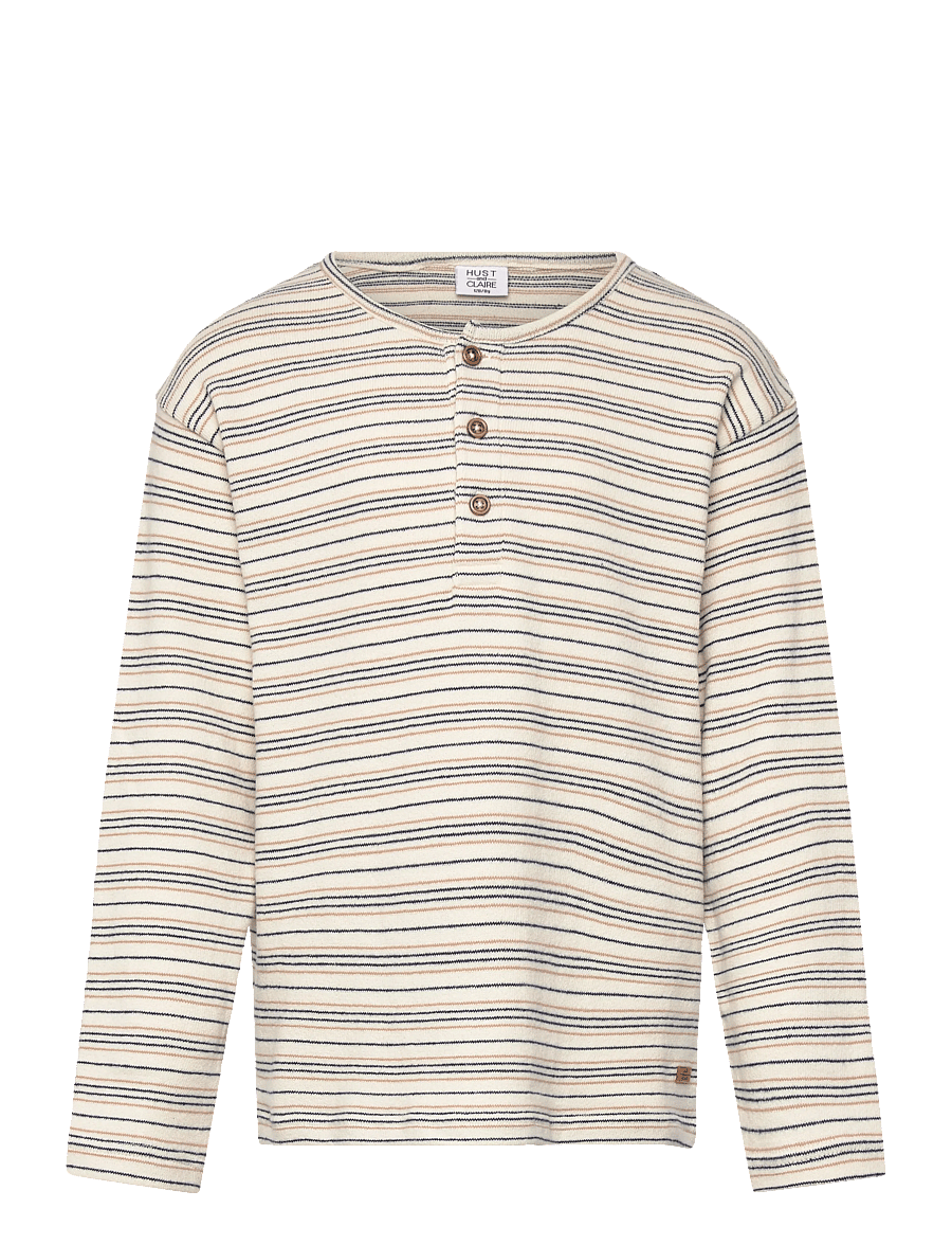 Hust & Claire - HCSune Knitted stripe - lange mouwen - snow white - 0