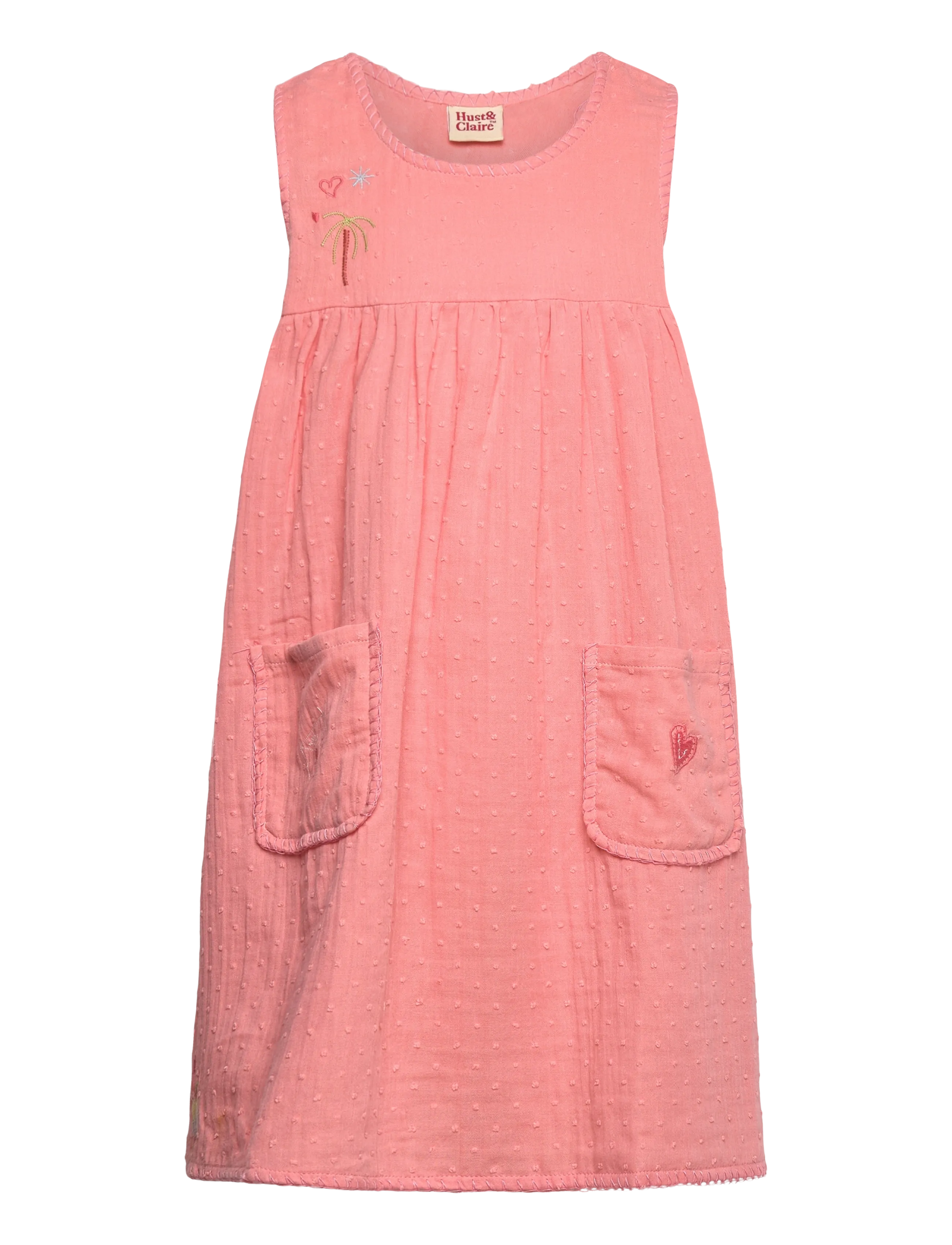 Hust & Claire Hckaroline Dobby, Børn, Ærmeløs Dobby Kjole, Pink, Str: 98