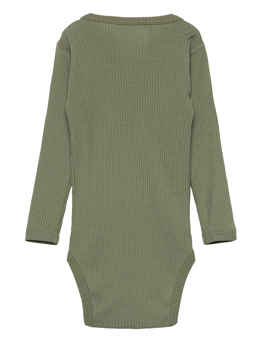 Hust & Claire - Berry - Bodysuit - uldundertøj baby - olivine - 1