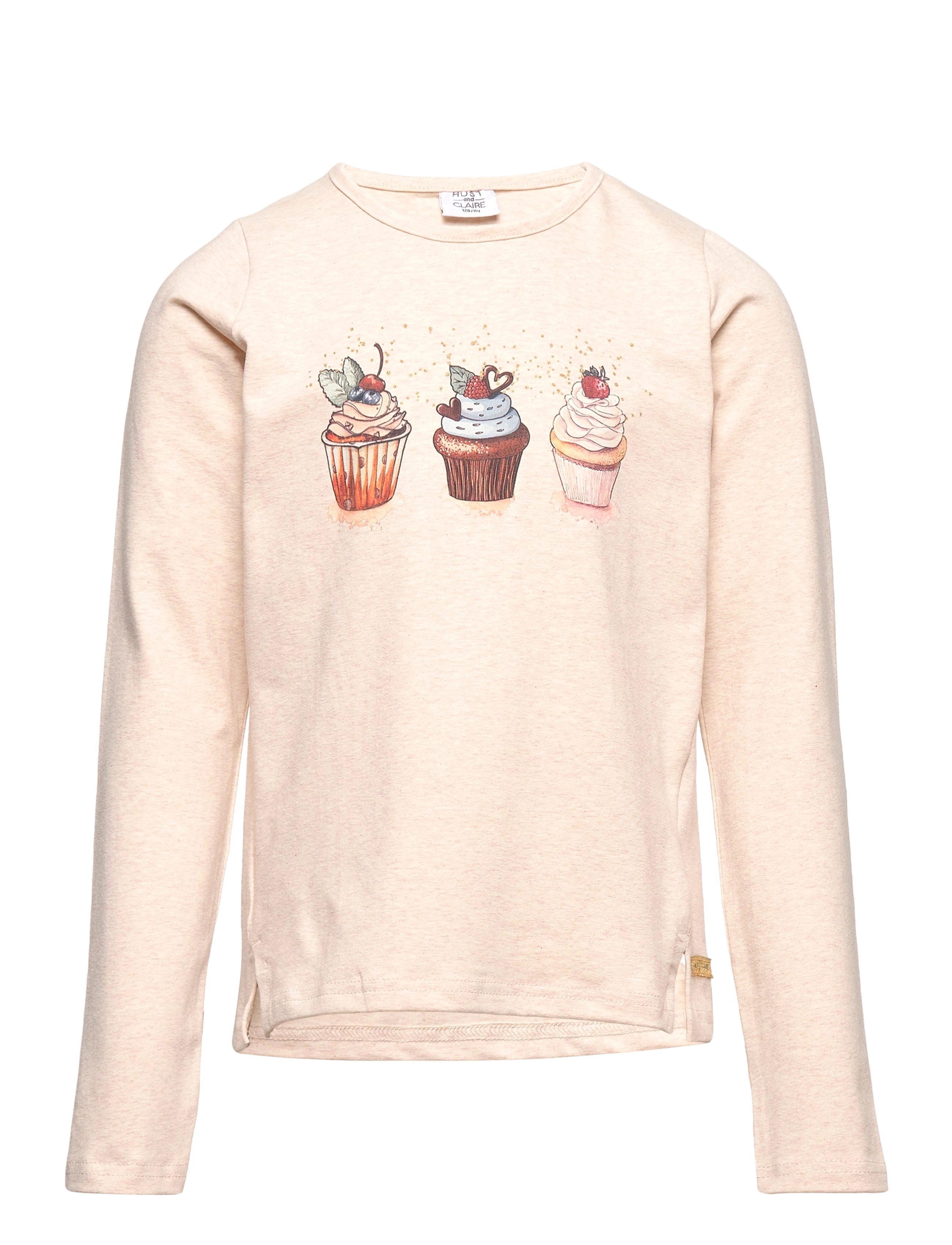 Hust & Claire Amel - T-shirt - Riided - WHEAT MELANGE / pink/rose