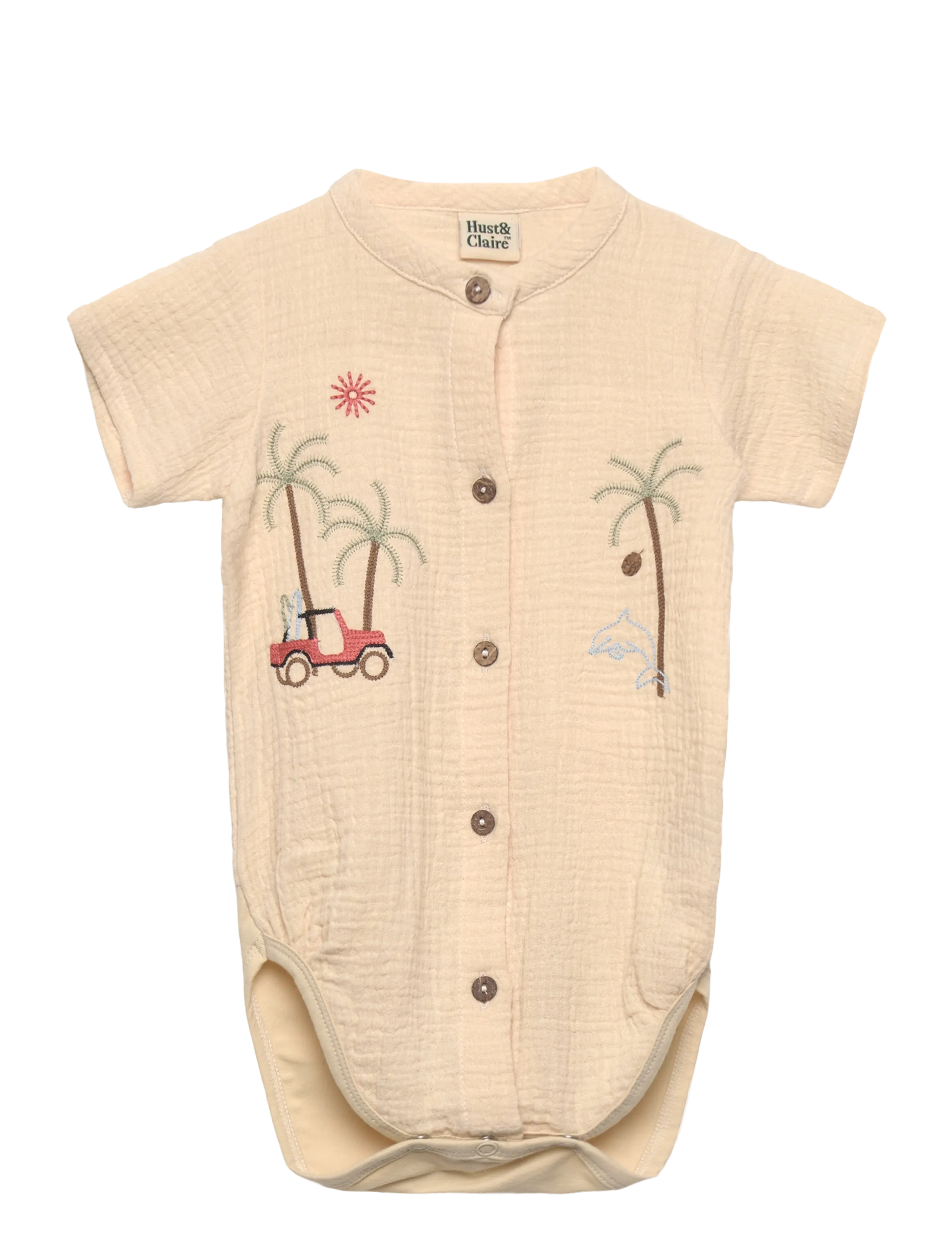 Hust & Claire Hcbertil Muslin, Børn, Baby Musselin Body, Beige, Str: 80