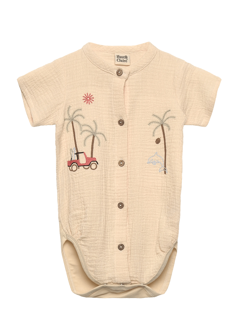 Hust & Claire - HCBertil Muslin - short-sleeved bodies - sandshell - 0