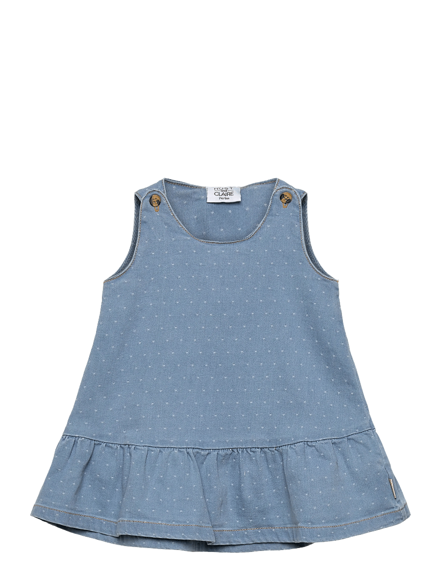 Hust & Claire - HCKis Dotty - sleeveless baby dresses - blue denim - 0