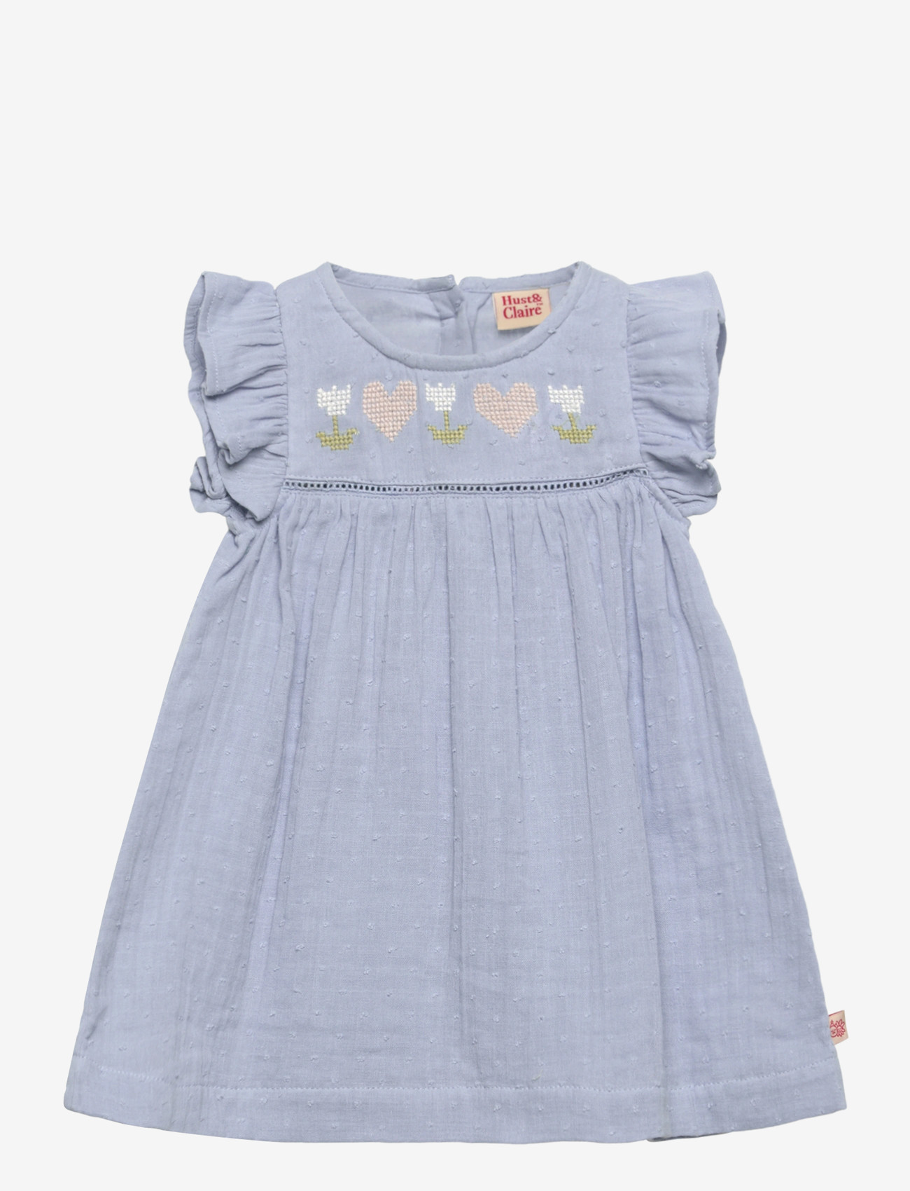 Hust & Claire - HCKatinka Dobby - baby-kjoler med korte ermer - zen blue - 0