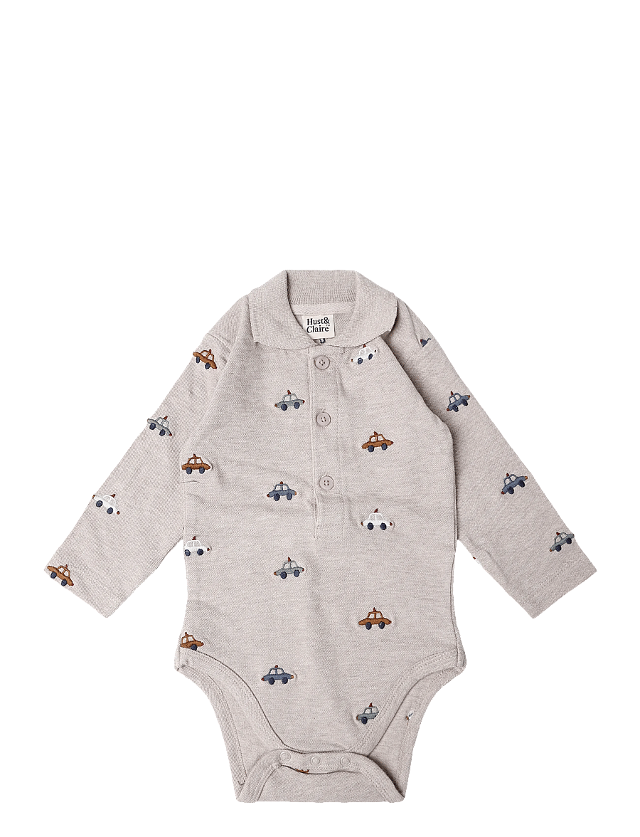 Hust & Claire - HCBendy Police emb. - långärmade bodies - beige melange - 0
