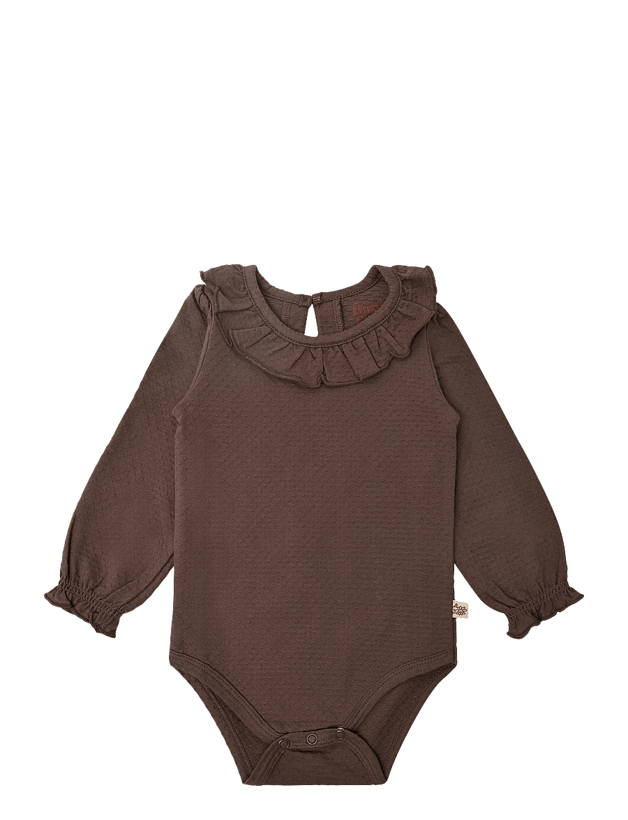 Hust & Claire - HCBritt frill - langærmede bodyer - plum - 0