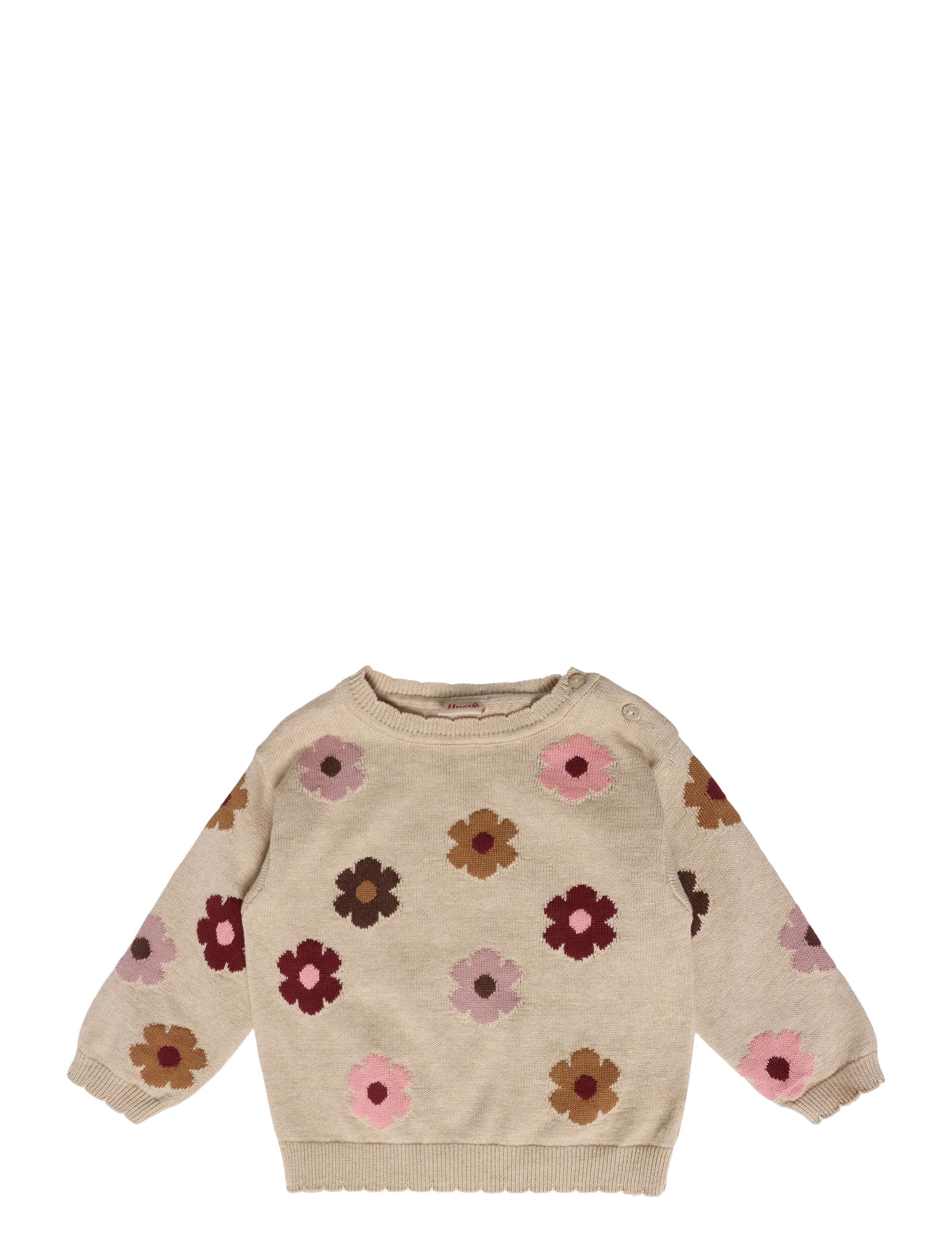 Hust & Claire Hcpusle Flower, Kinder, Gestrickter Blumenpullover, Beige, Gr.56