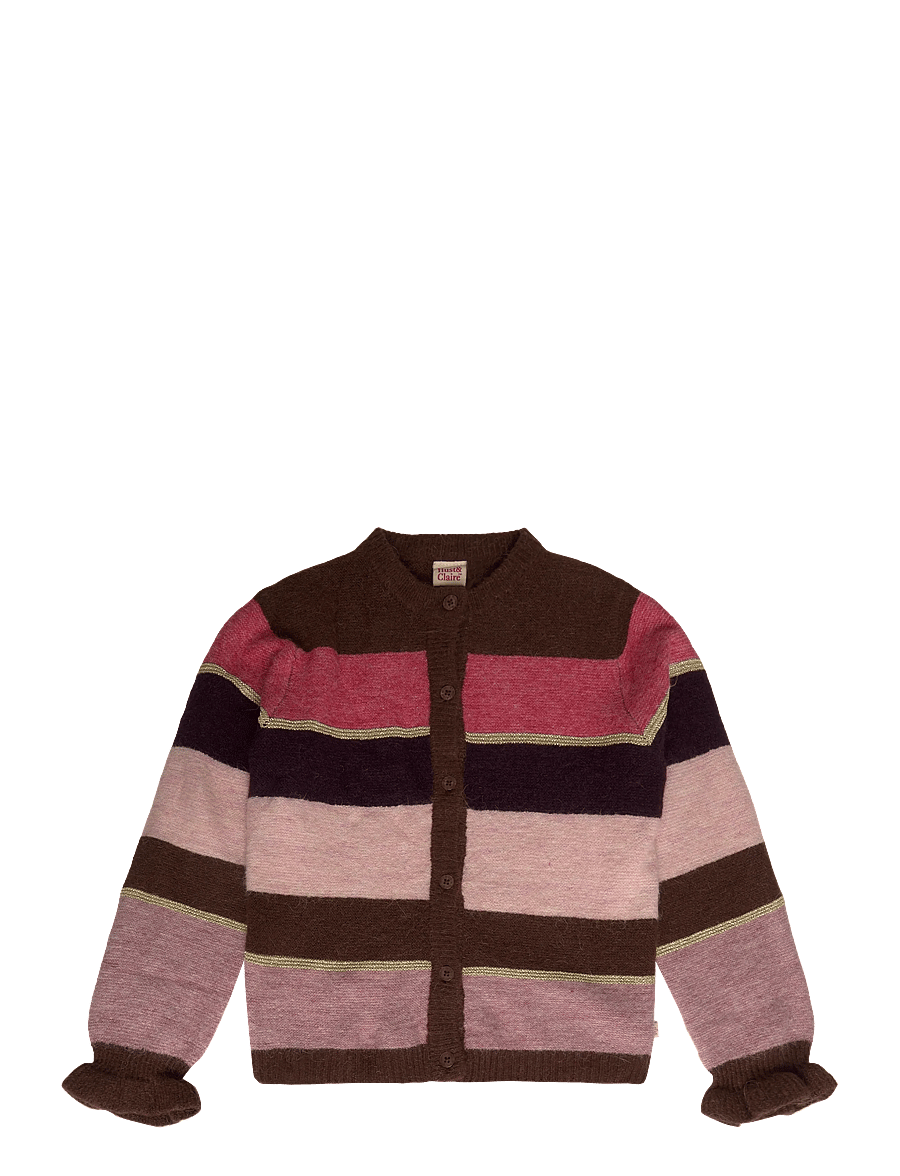Hust & Claire - HCCamilla Fluffy Stripe - cardigans - soil - 0