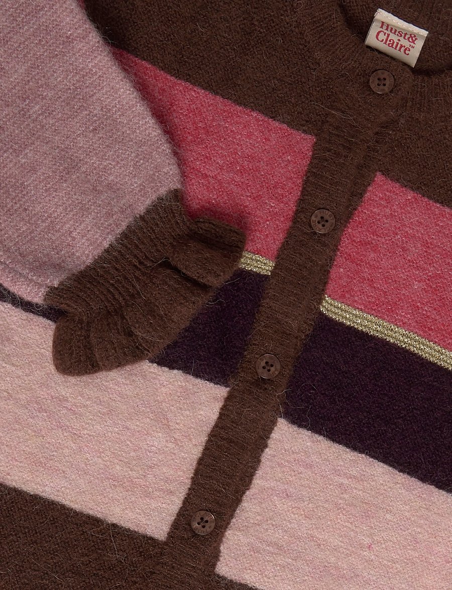 Hust & Claire - HCCamilla Fluffy Stripe - cardigans - soil - 2