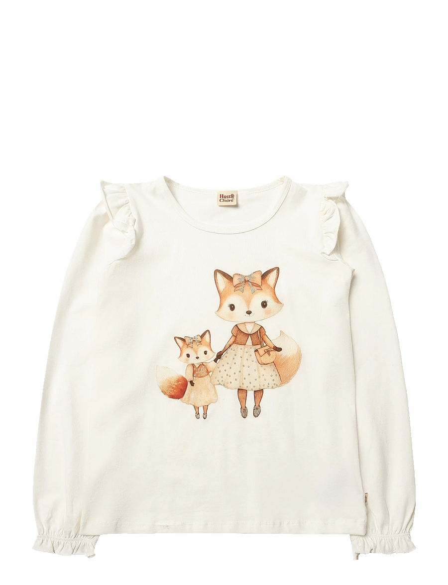 Hust & Claire - HCAlma Fox - langærmede t-shirts - ivory - 0