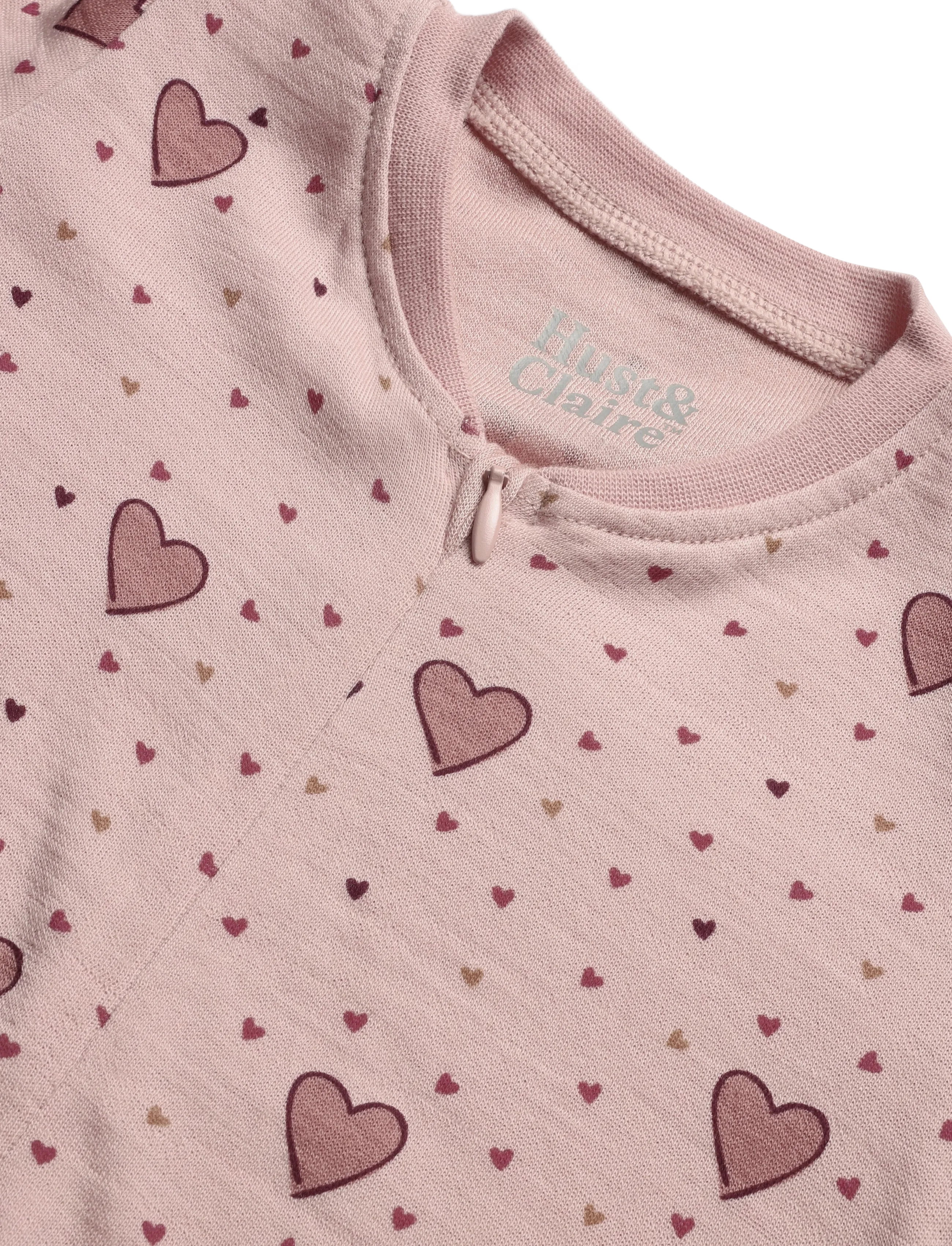 Hust & Claire - HCManu Hearts Puff - sleeping overalls - dusty rose - 2