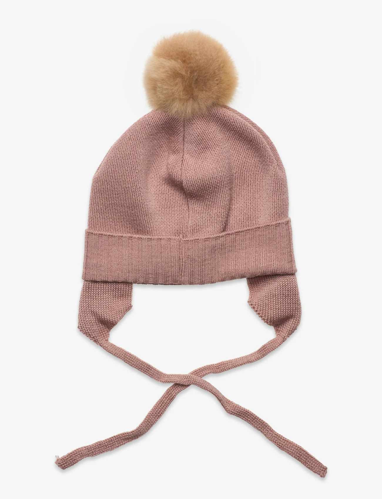 Huttelihut - Bonnet Wool Knit Alpaca Pompom - vinterluer - dusty rose - 1