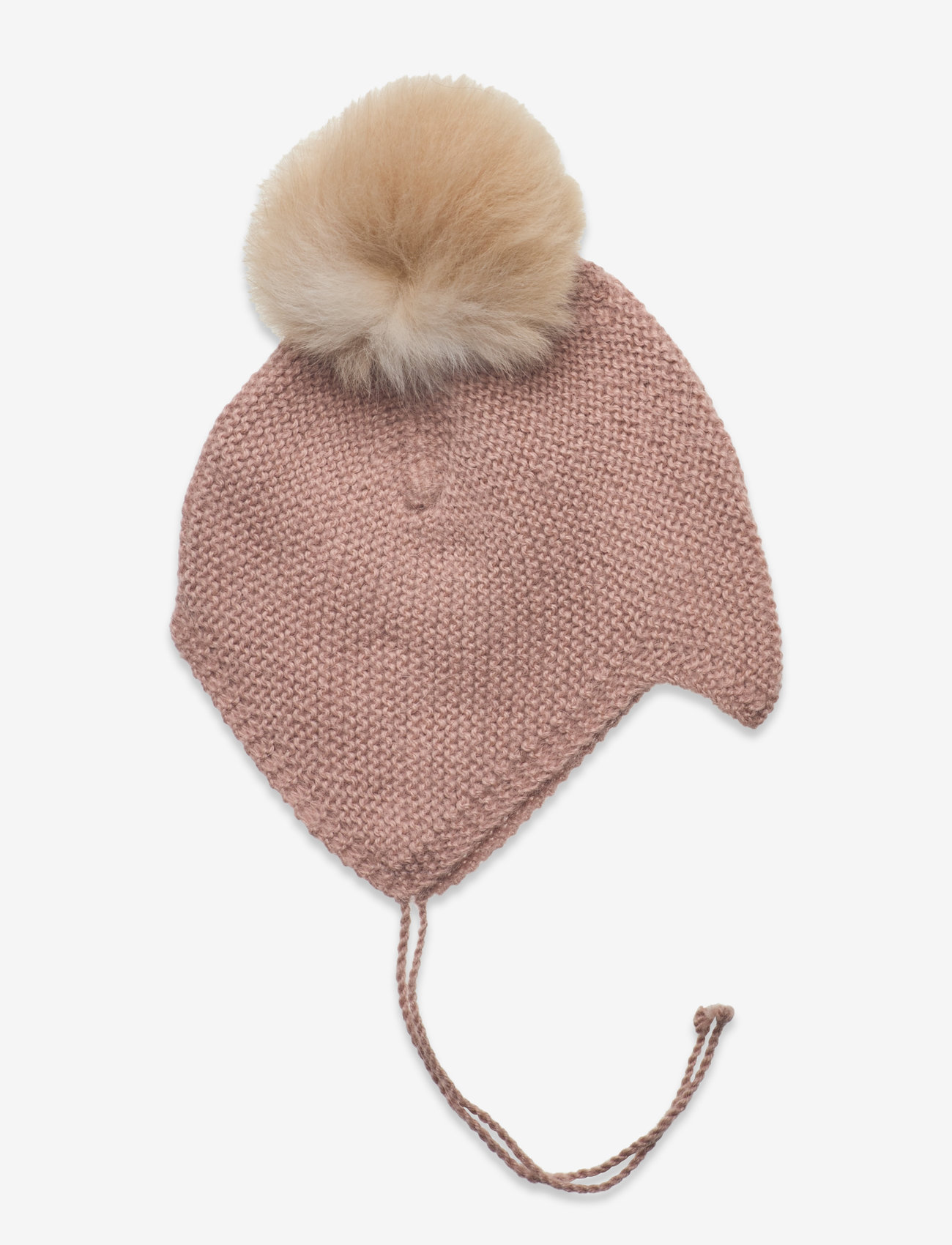 Huttelihut - Bonnet Wool Knit Alpaca Pompom - mahogany rose - 0