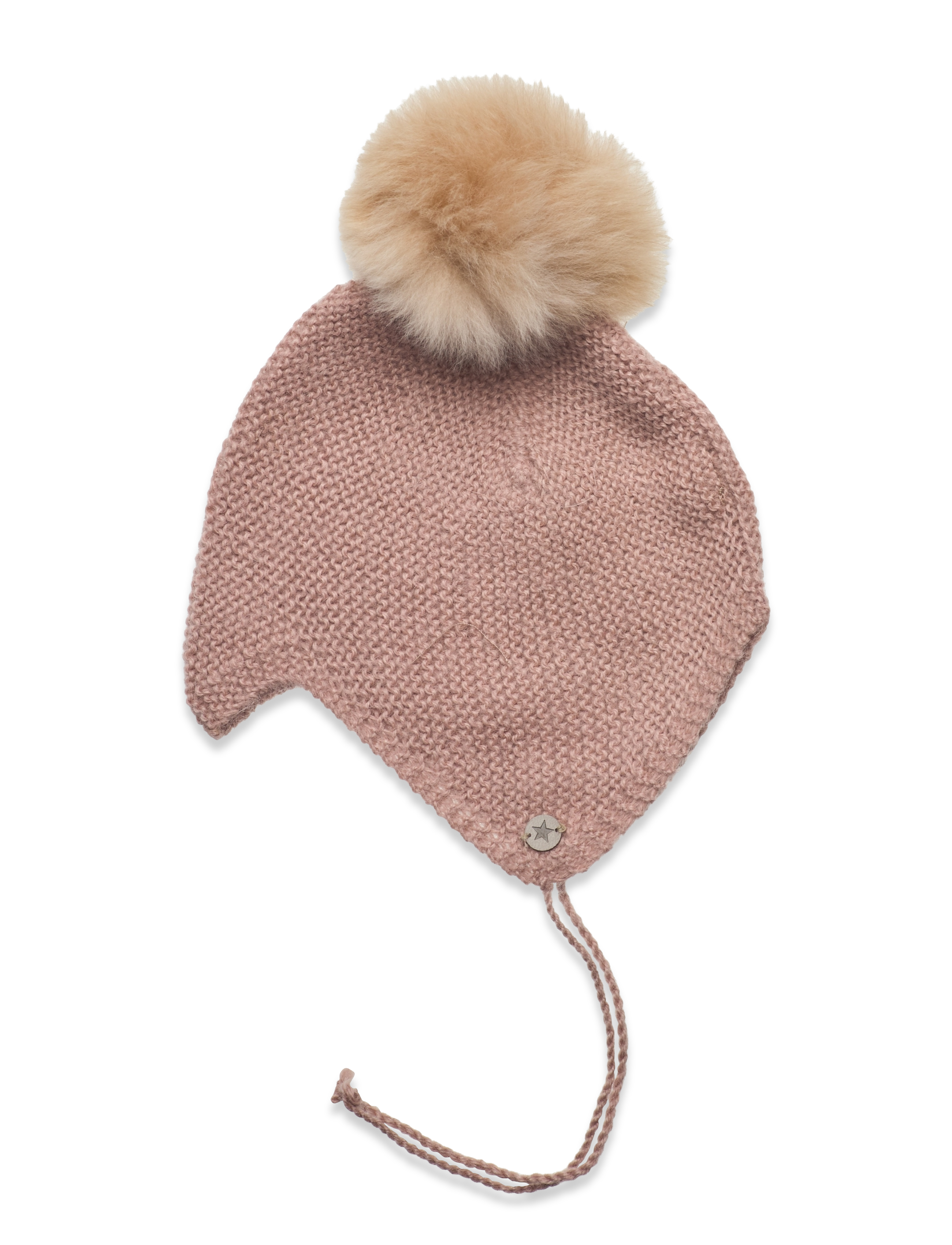 Huttelihut - Bonnet Wool Knit Alpaca Pompom - mahogany rose - 1