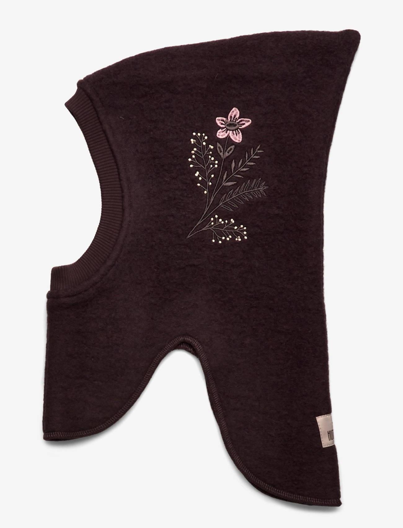 Huttelihut - Balaclava Flower Emb. Wool - raisin - 1