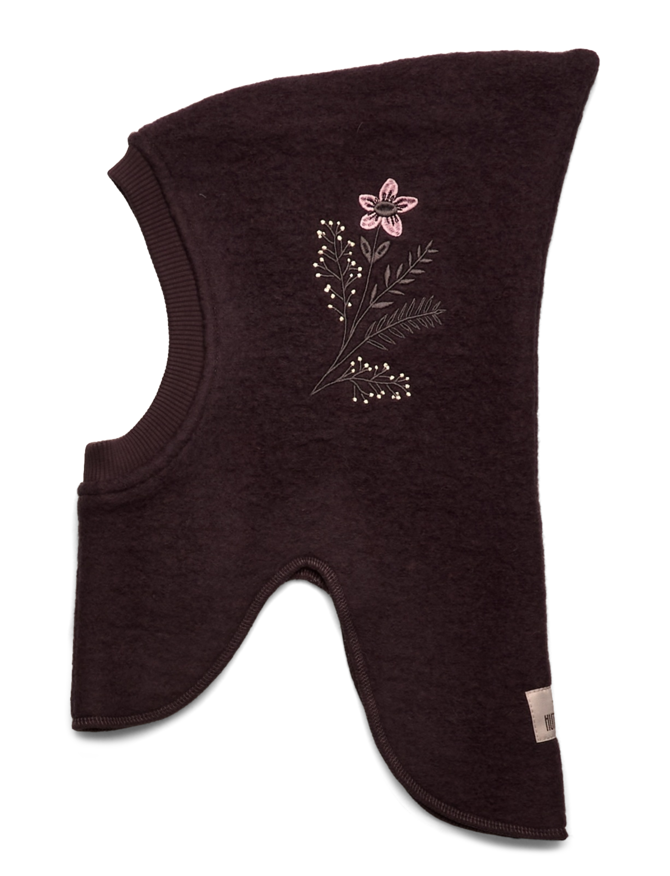 Huttelihut - Balaclava Flower Emb. Wool - raisin - 1