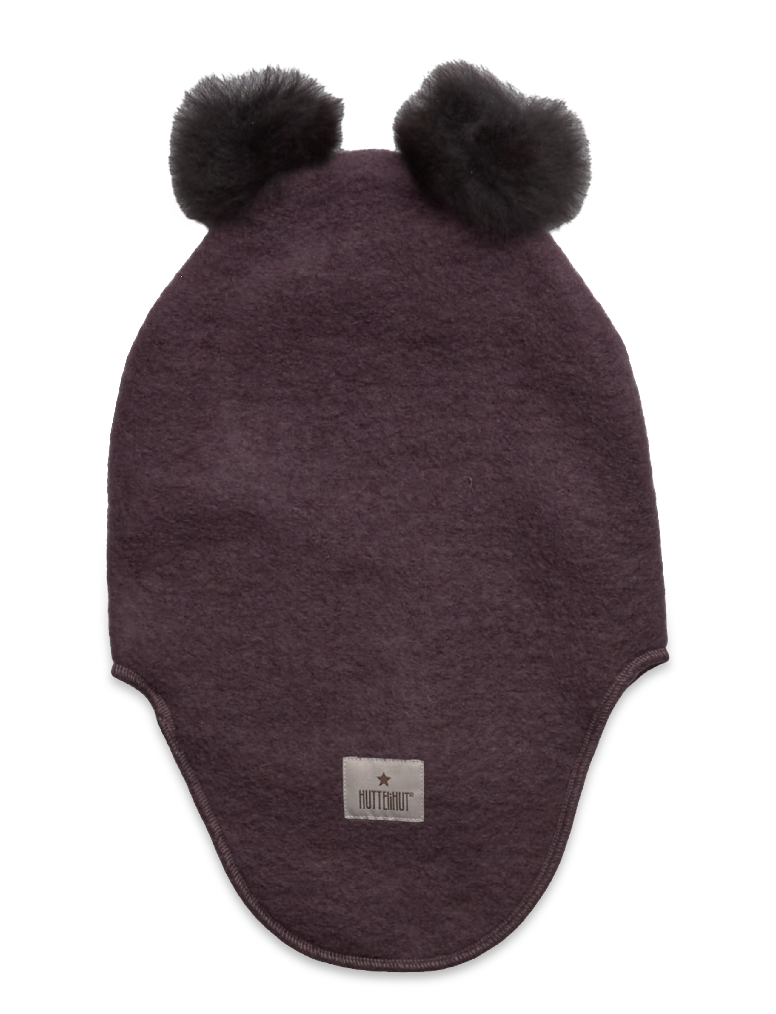 Huttelihut - Balaclava Wool Alpaca Pompoms - raisin - 1
