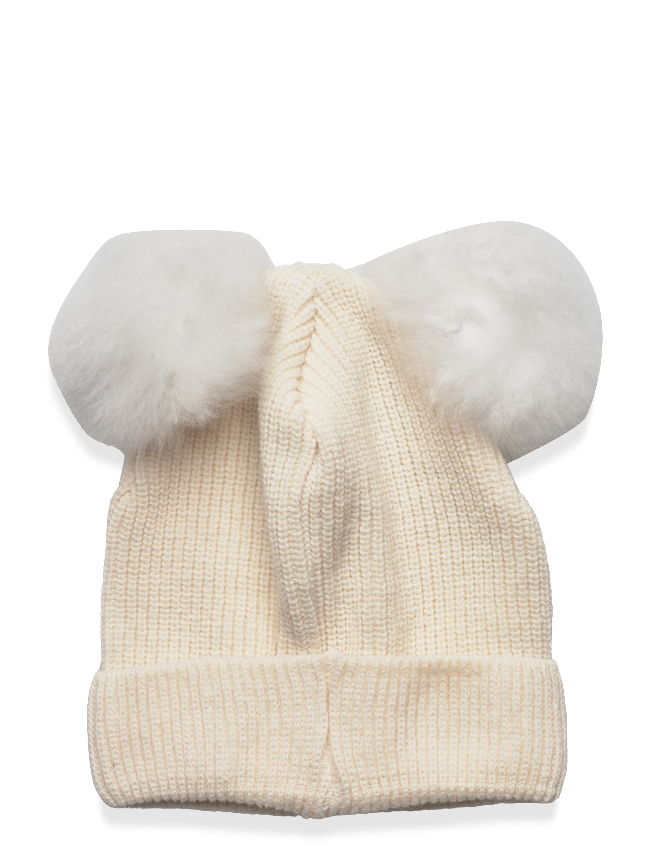 Huttelihut - Hat Knit w. Alpaca Pompoms - snow white - 1