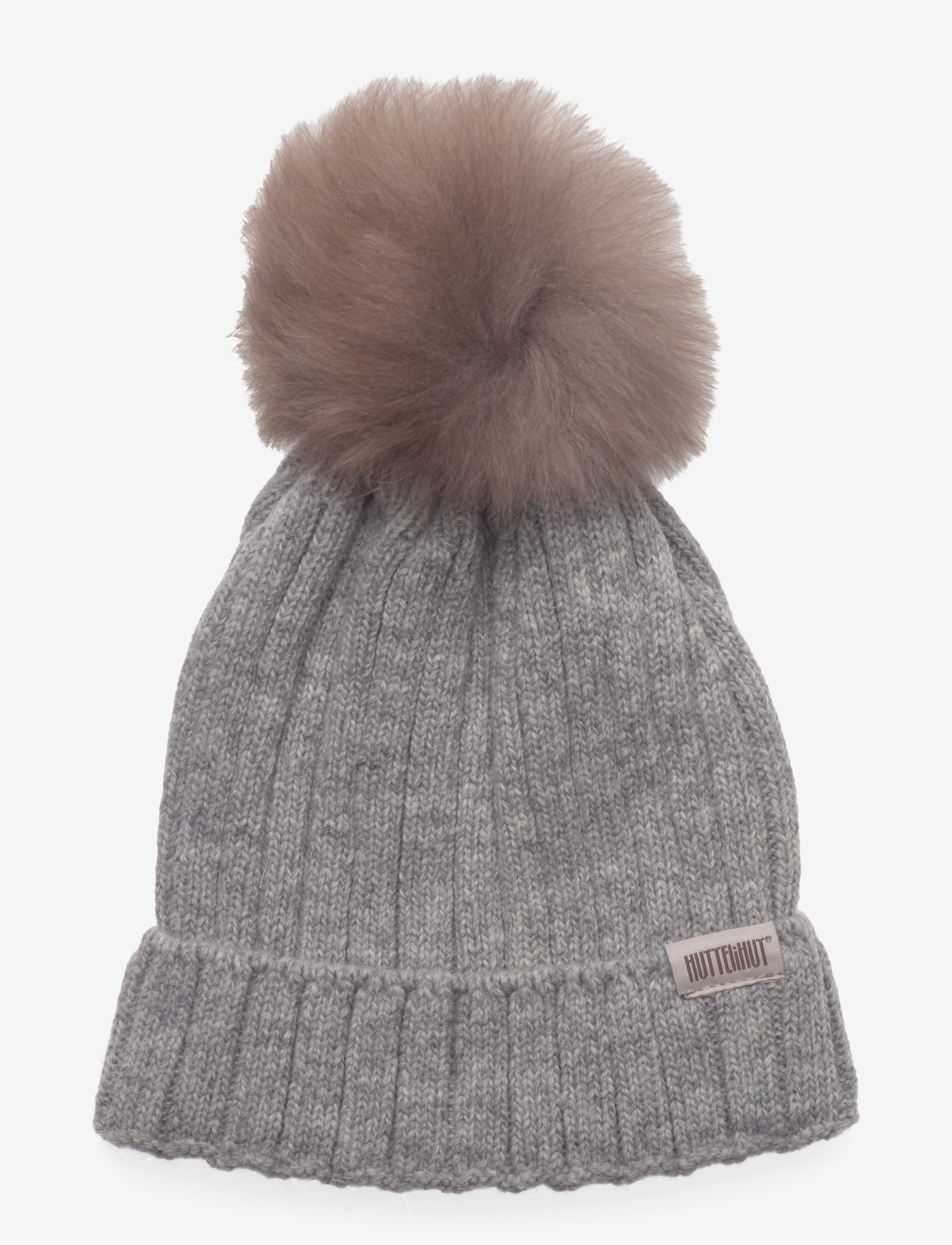 Huttelihut - Hat Knit w. Alpaca Pompom - medium grey melange - 0