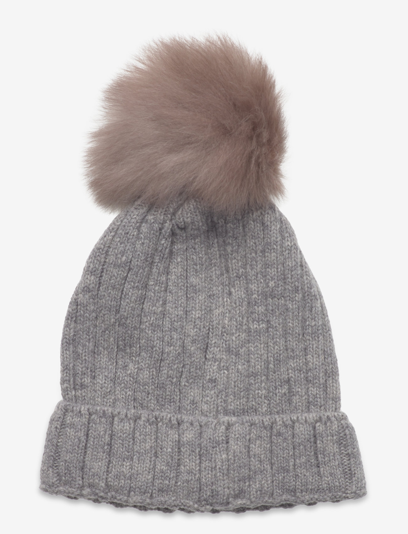 Huttelihut - Hat Knit w. Alpaca Pompom - medium grey melange - 1