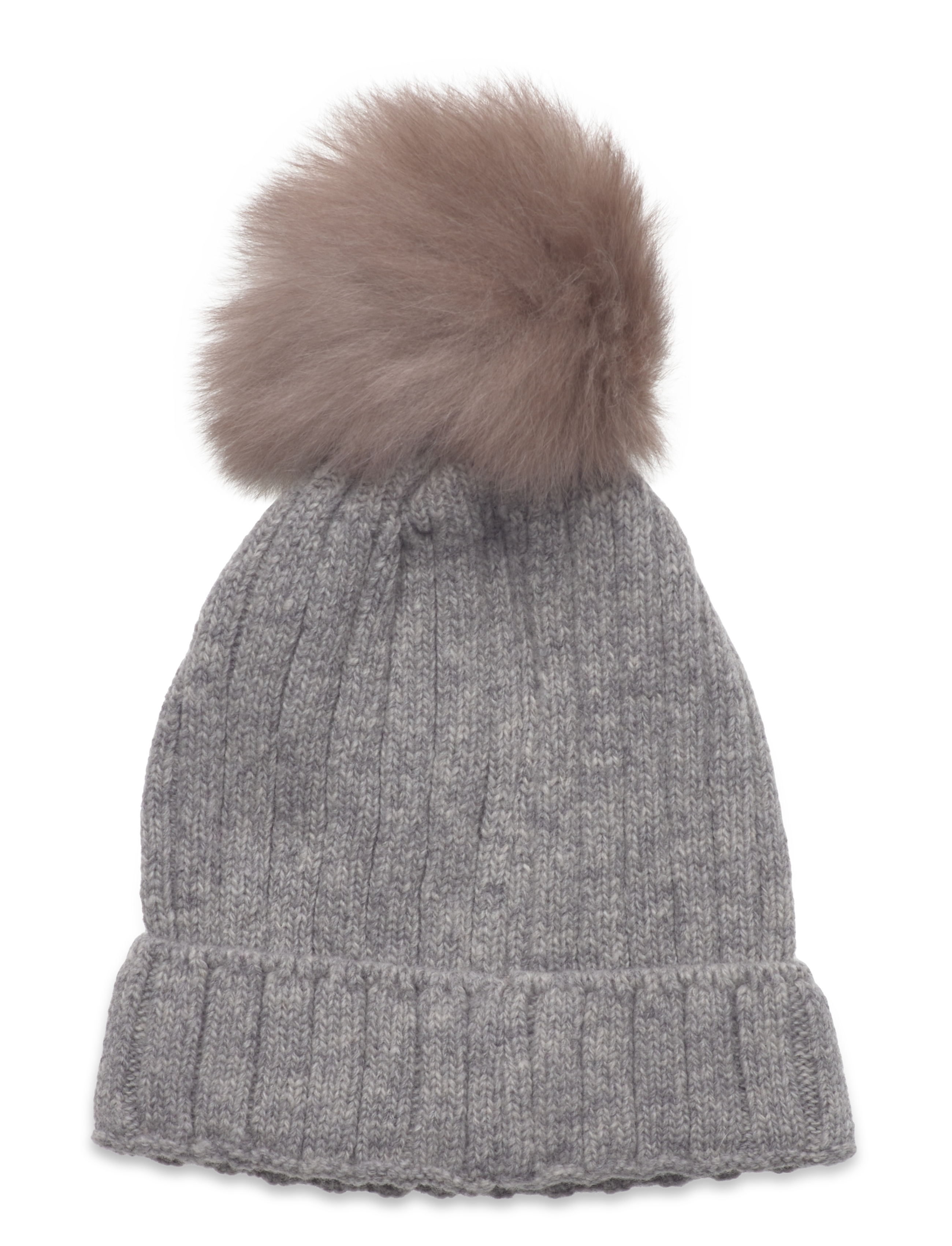 Huttelihut - Hat Knit w. Alpaca Pompom - medium grey melange - 1