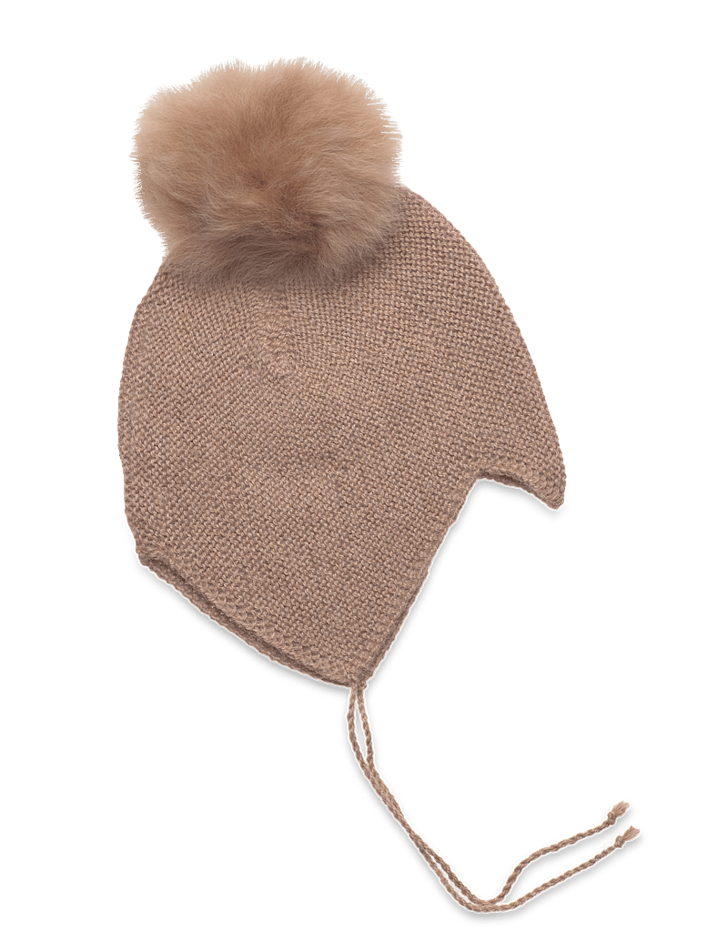 Huttelihut - Bonnet Wool Knit Alpaca Pompom - vinterhuer - camel melange - 0