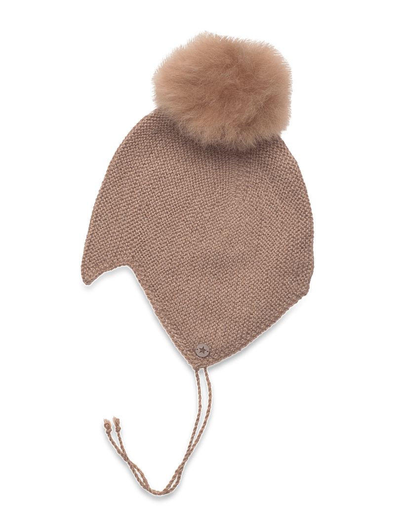 Huttelihut - Bonnet Wool Knit Alpaca Pompom - vinterhuer - camel melange - 1