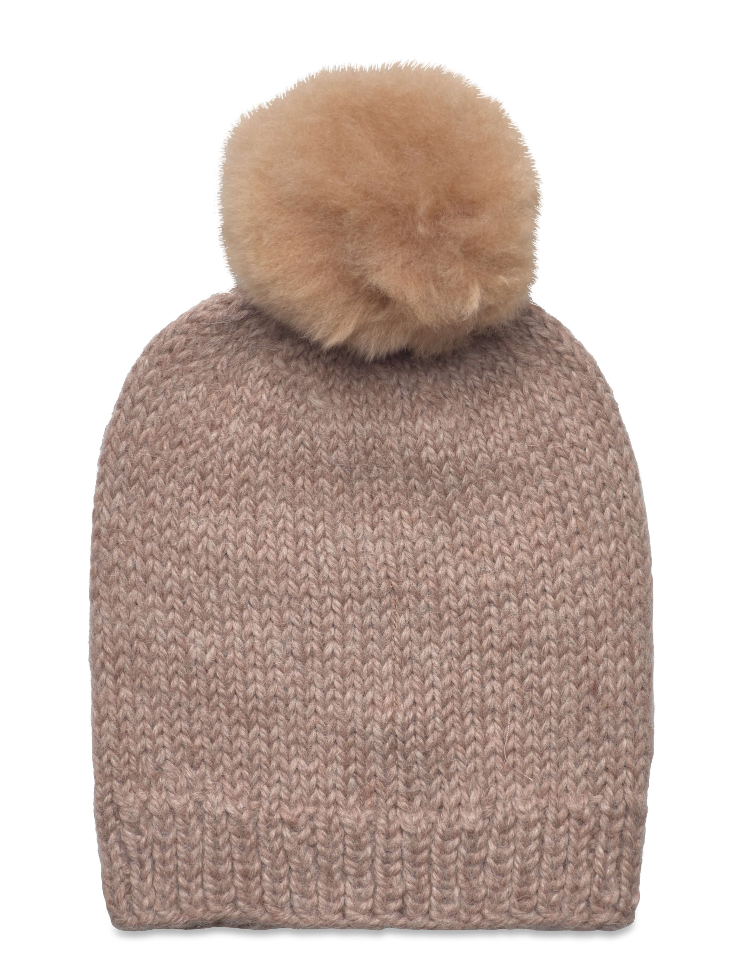 Huttelihut - Hat Wool Knit Alpaca Pompom - greige - 1