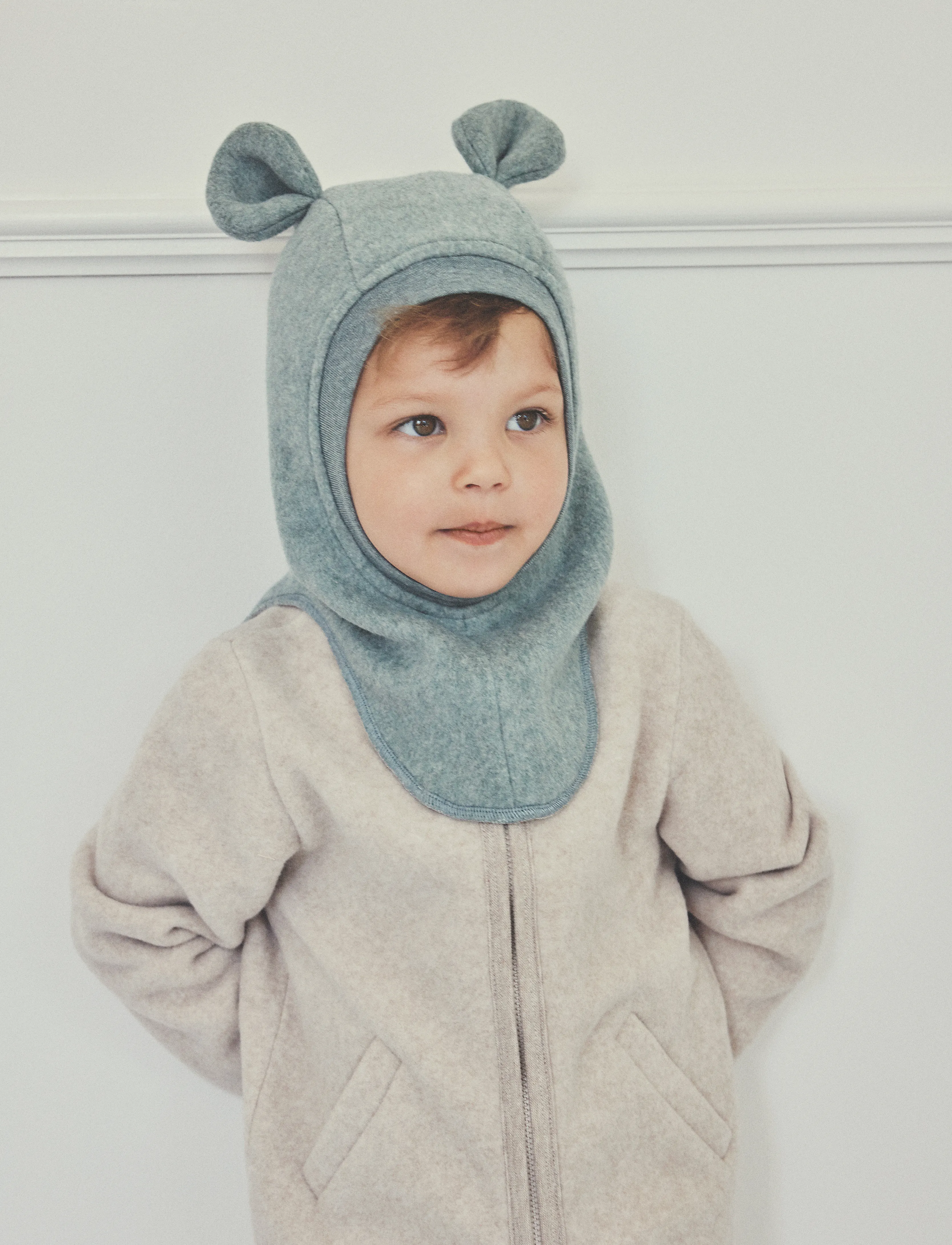 Huttelihut - Balaclava Cotton Fleece w. Lin - lily pad melange - 3