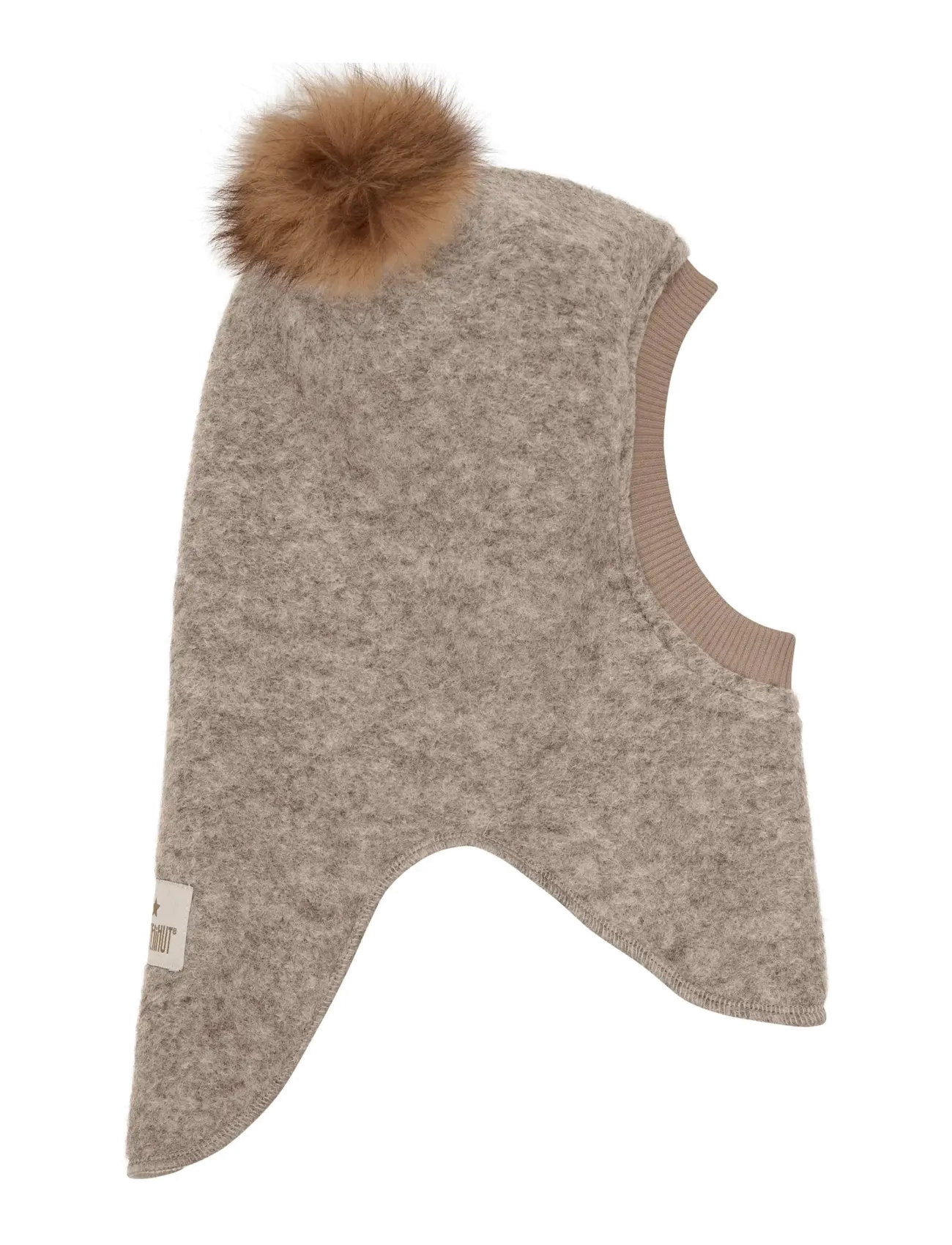 Huttelihut - Balaclava Wool Alpaca Pompoms - camel melange - 1