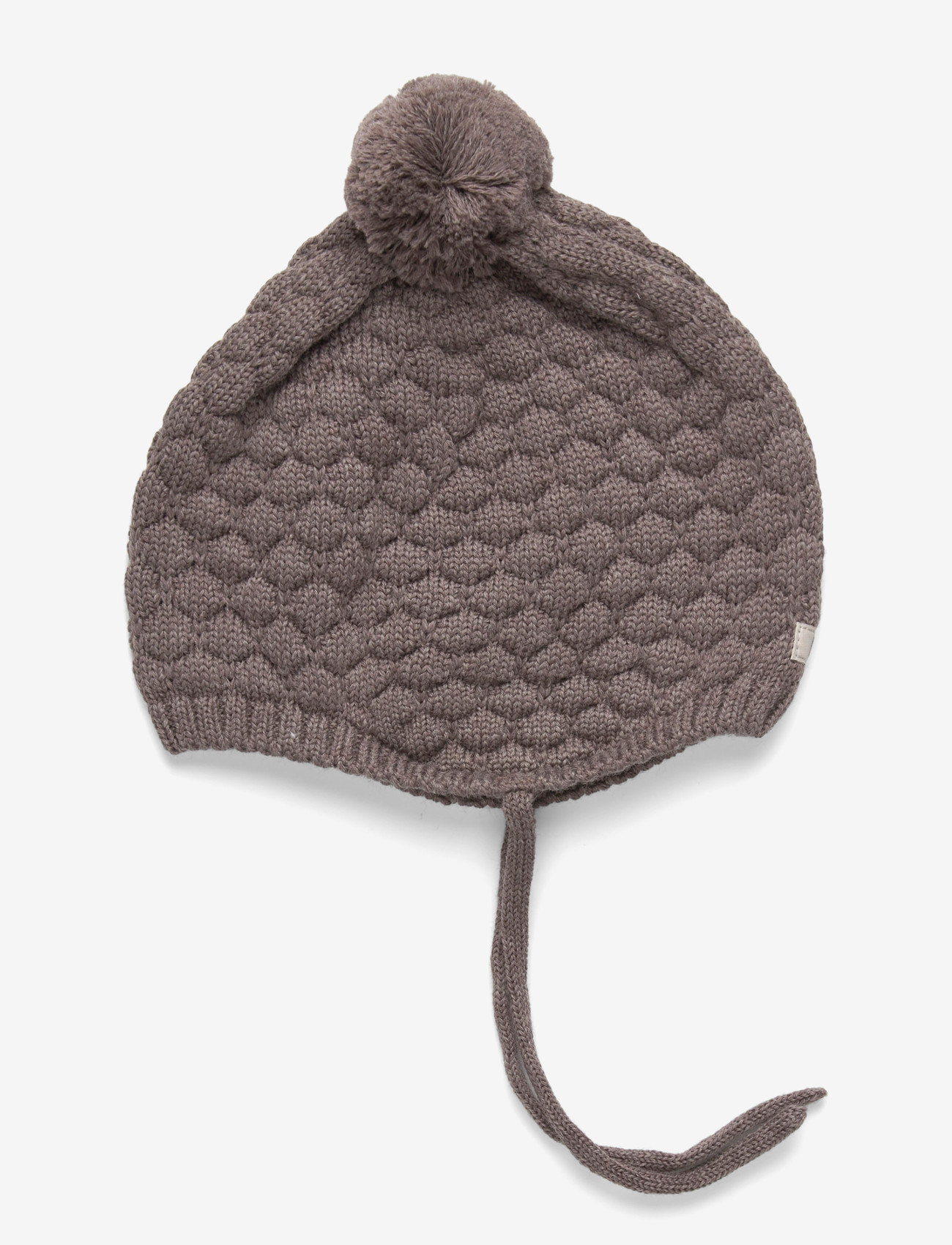 Huttelihut - Bonnet Wool Knit Pompom - aksessuaarid - brown melange - 0