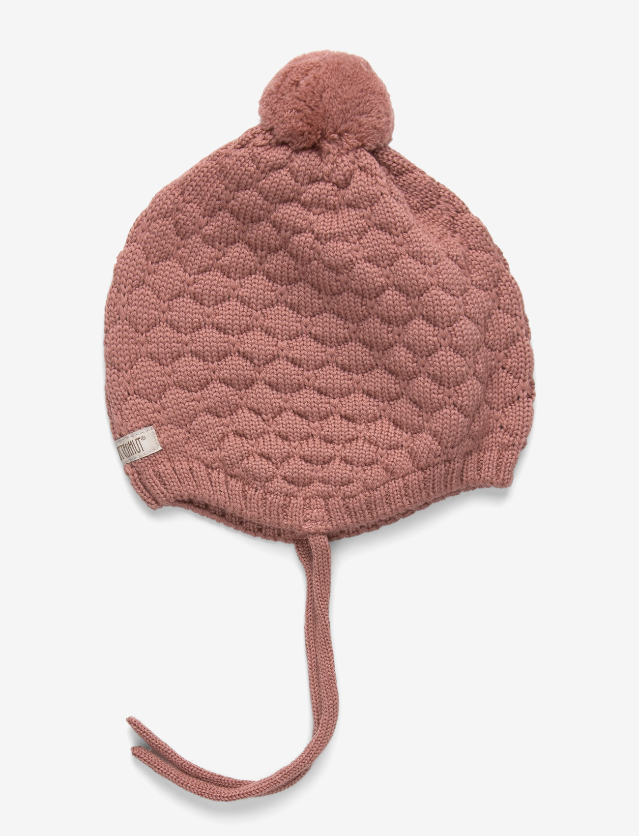 Huttelihut - Bonnet Wool Knit Pompom - babyhuer - burlwood - 0