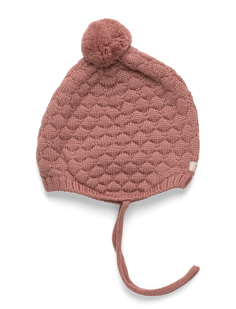 Huttelihut - Bonnet Wool Knit Pompom - babyhuer - burlwood - 1