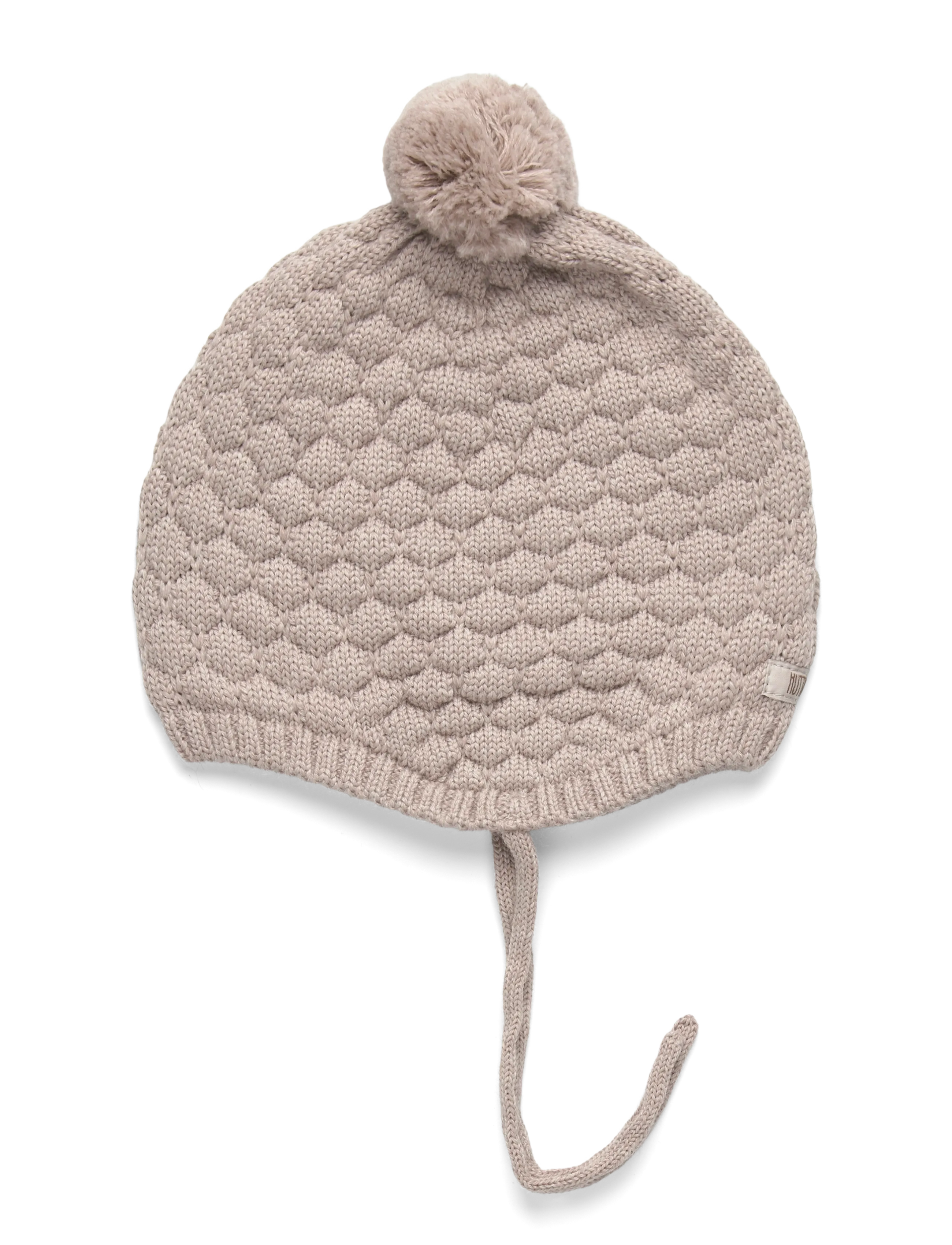 Huttelihut Bonnet Wool Knit Pompom - Inspiration - CAMEL MELANGE / brown