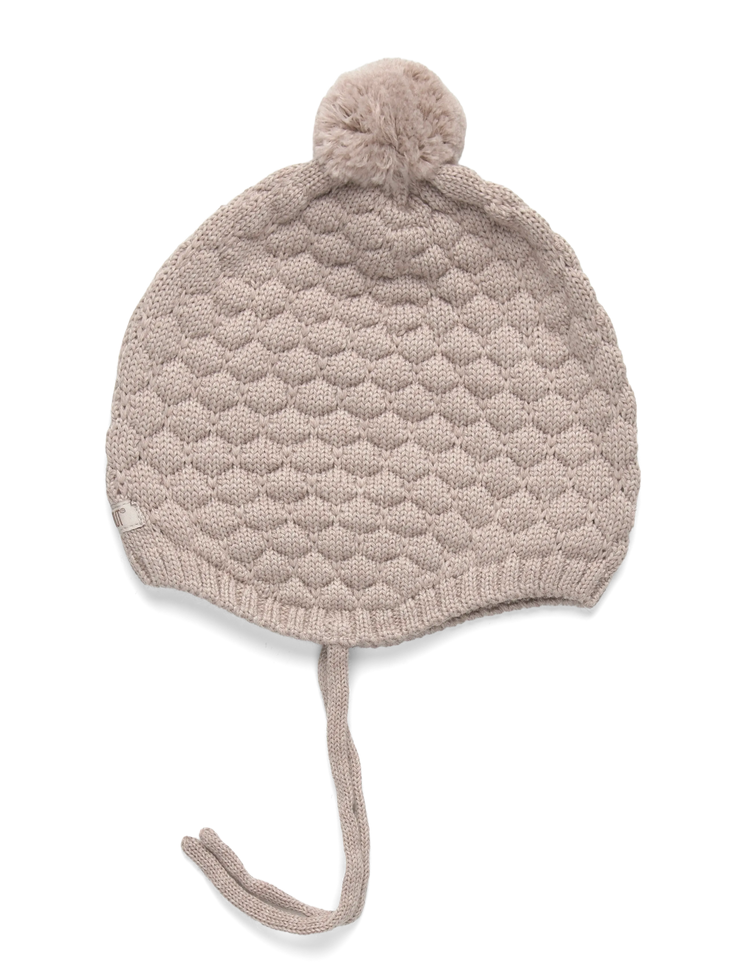 Huttelihut - Bonnet Wool Knit Pompom - accessories - camel melange - 1
