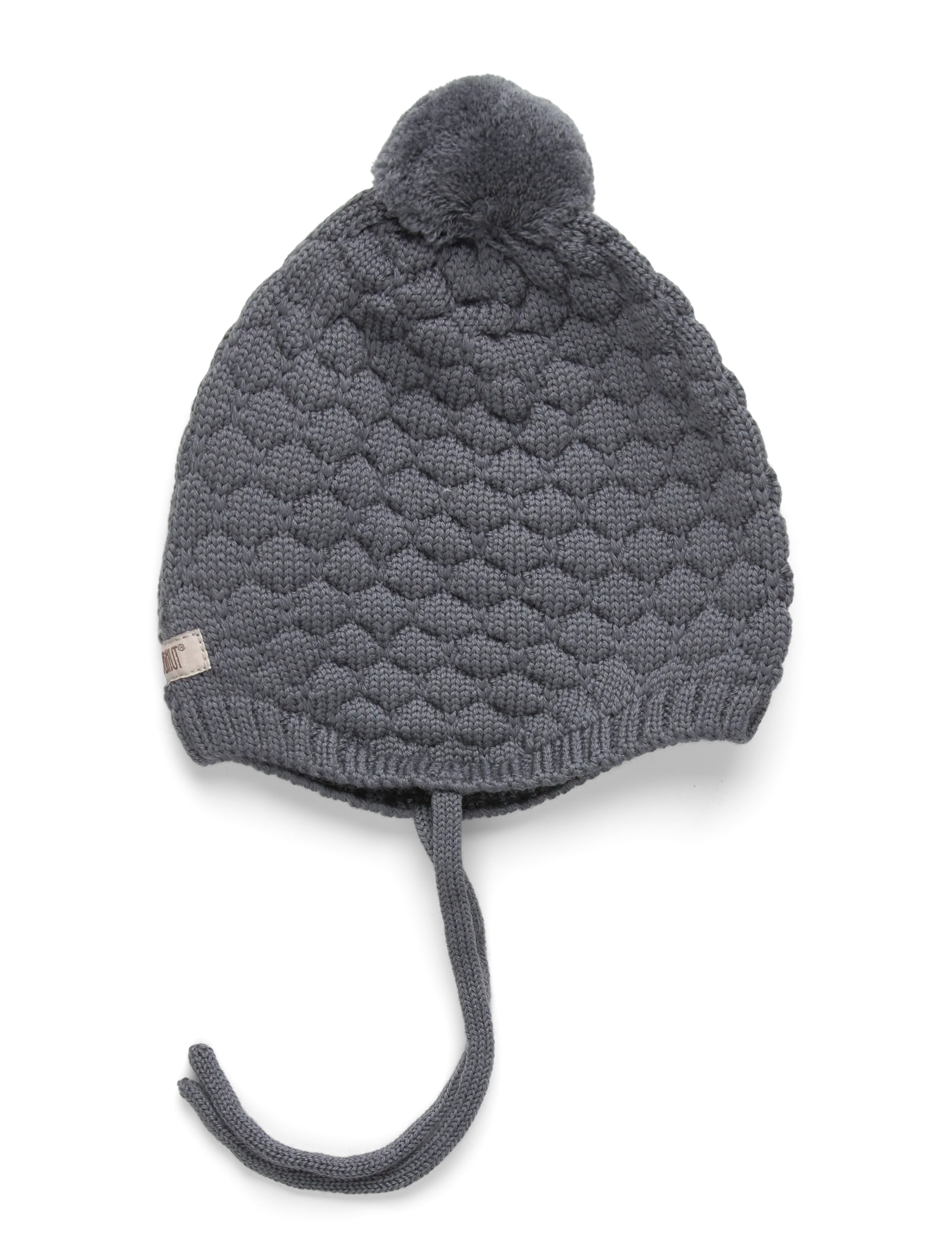 Huttelihut - Bonnet Wool Knit Pompom - baby hats - turbulence - 1
