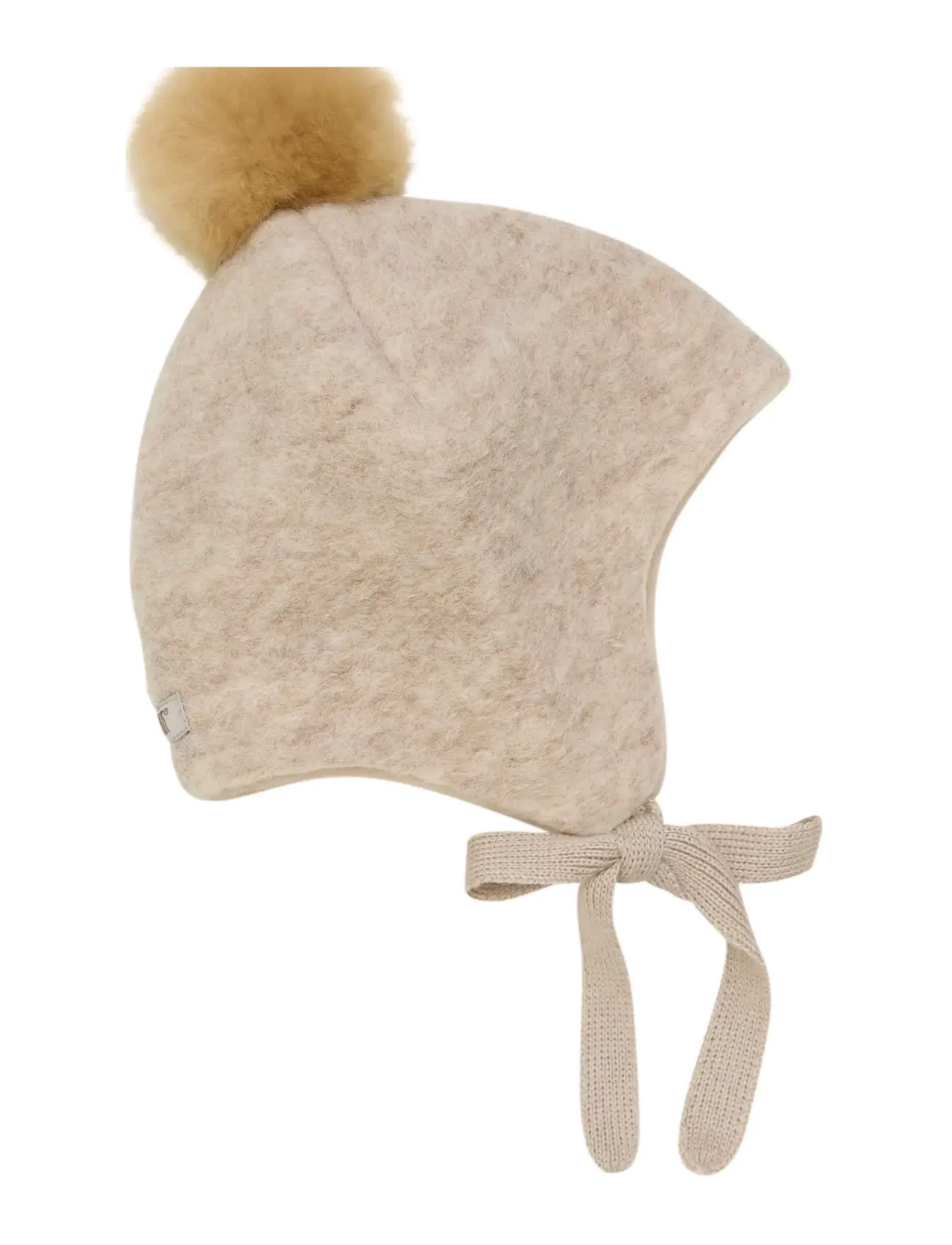 Huttelihut Bonnet Wool Alpaca Pompom - Huttelihut - CAMEL MELANGE / beige