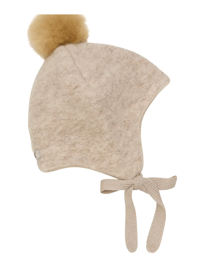 Huttelihut - Bonnet Wool Alpaca Pompom - beanies - camel melange - 0