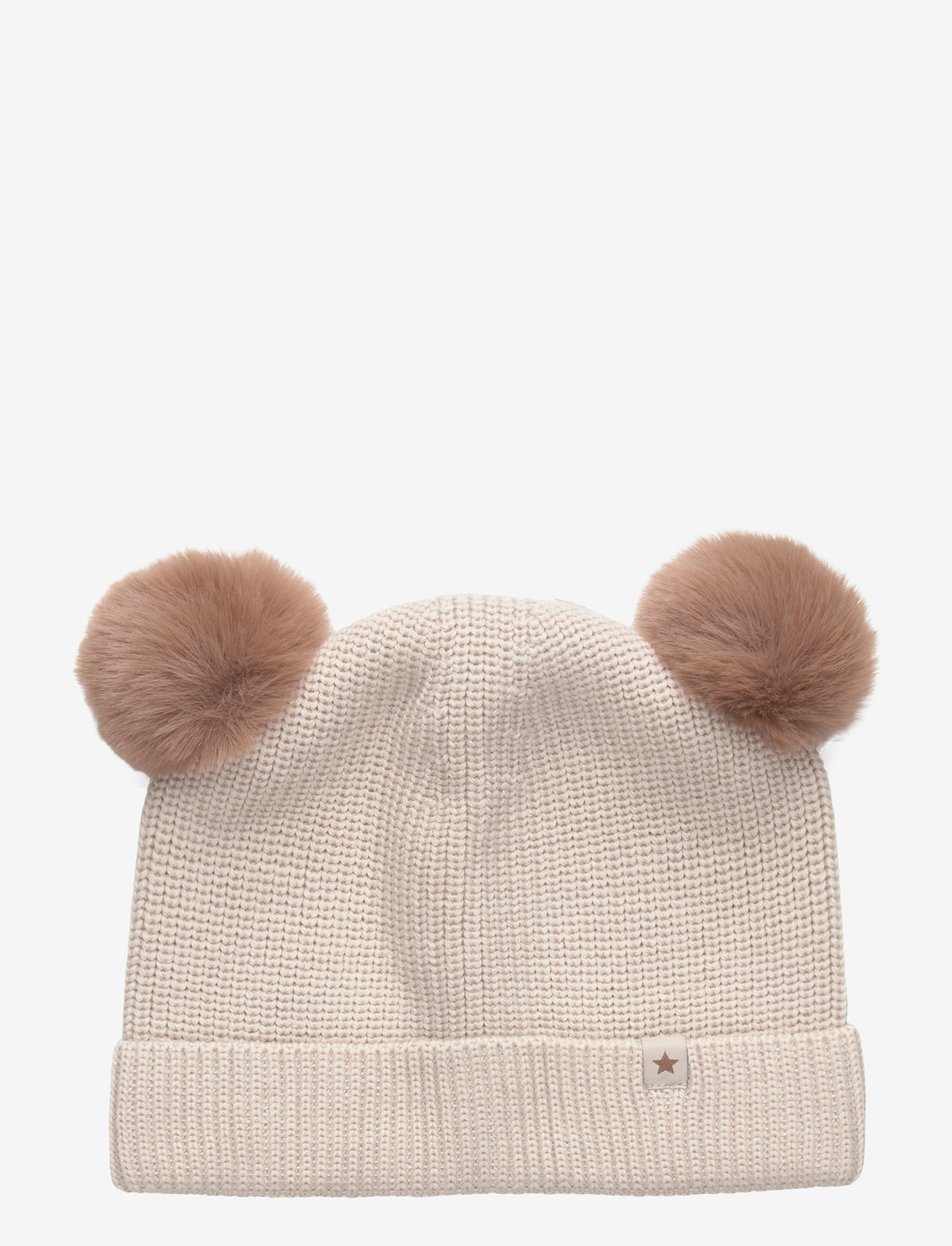Huttelihut - Beanie Wool Knit Pompoms - accessories - sand melange - 0