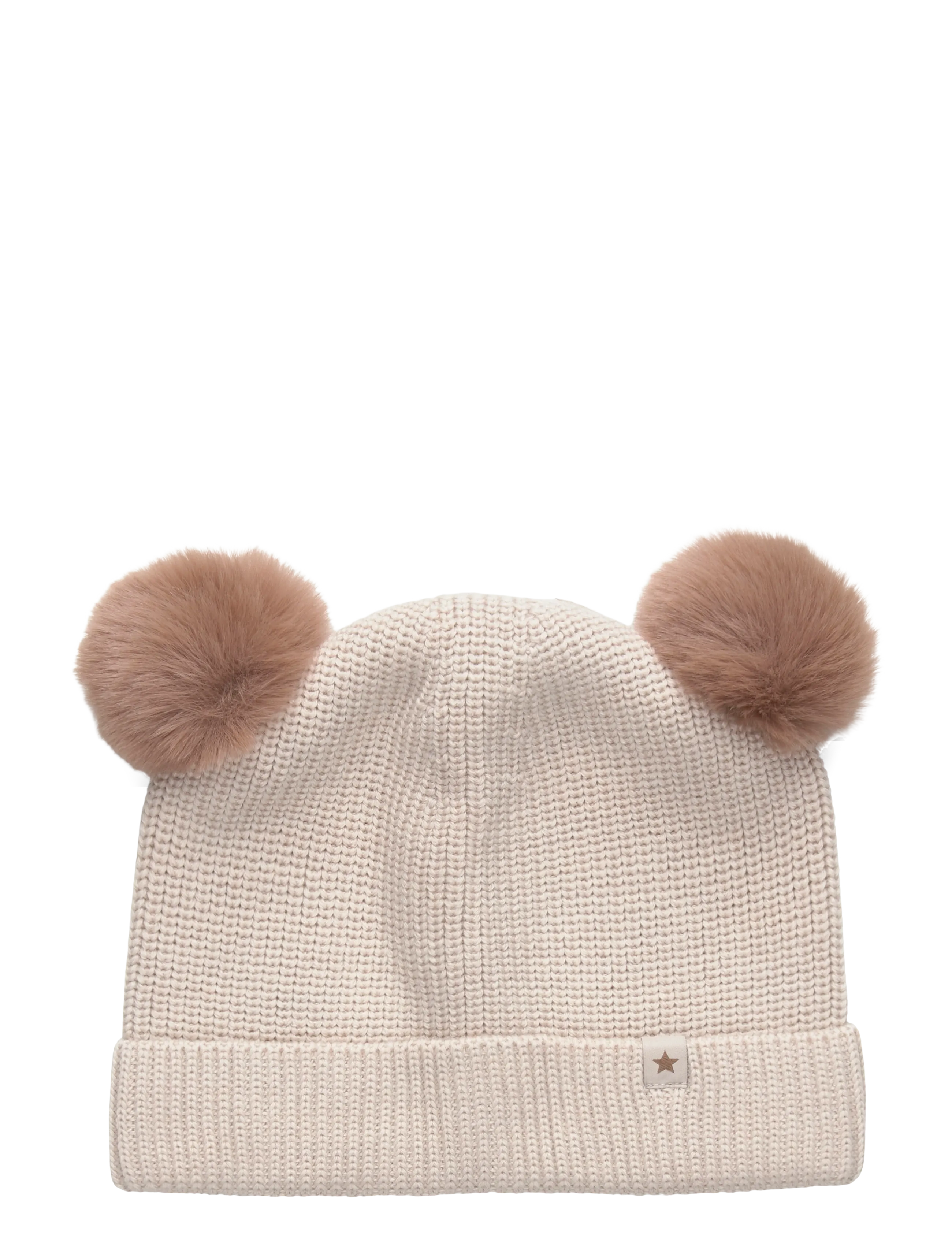 Huttelihut Beanie Wool Knit Pompoms - Vinterhuer - SAND MELANGE / cream