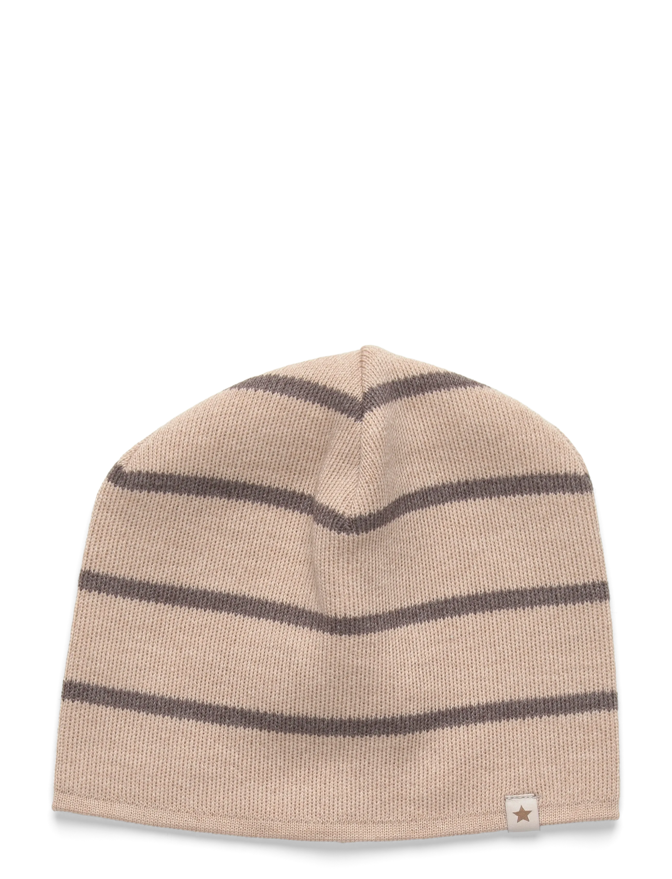 Huttelihut Beanie Stripe Wool Knit - Accessories - BROWN MELANGE / cream