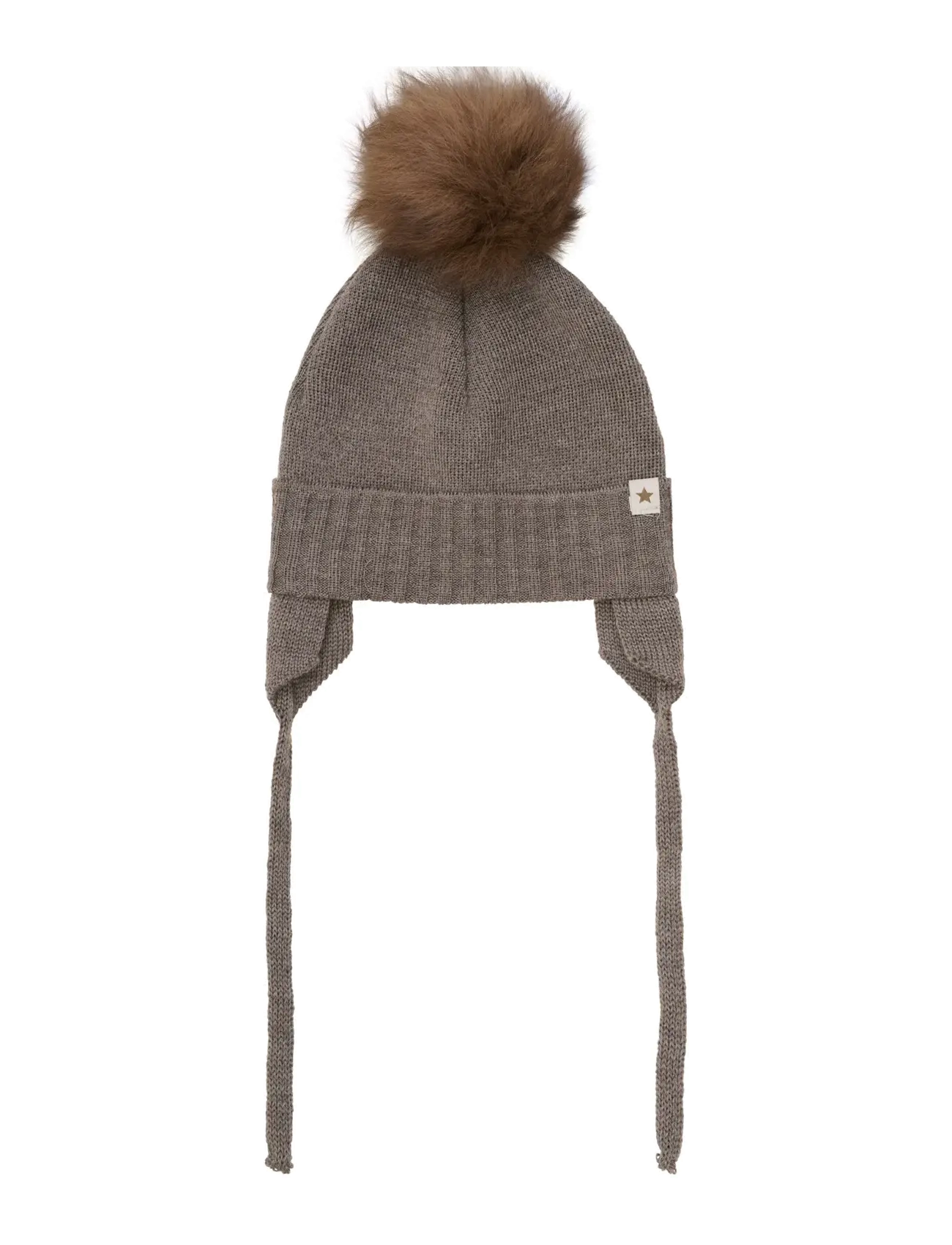 Huttelihut - Bonnet Wool Knit Alpaca Pompom - zubehör - brown melange - 1