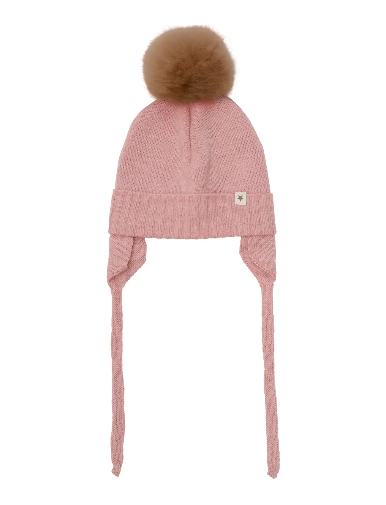 Huttelihut - Bonnet Wool Knit Alpaca Pompom - babymössor - burlwood - 1