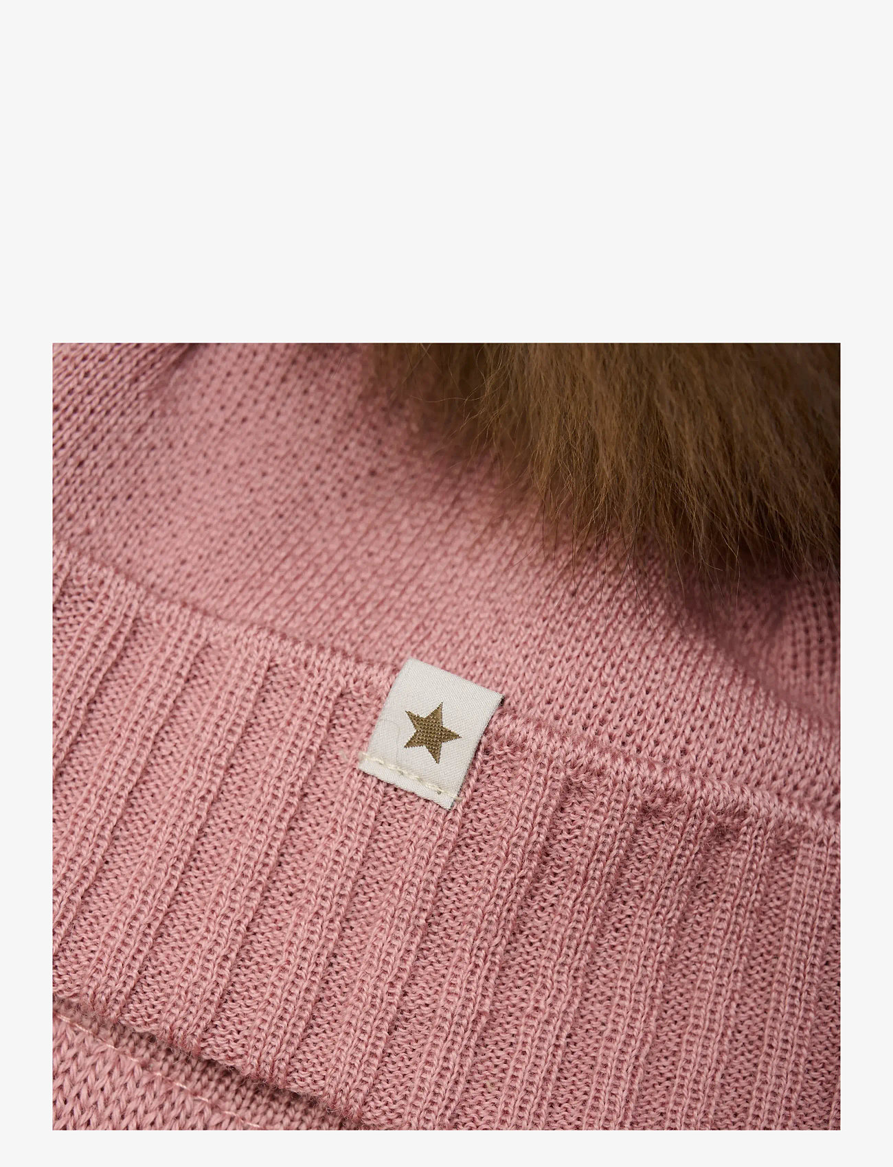Huttelihut - Bonnet Wool Knit Alpaca Pompom - babymössor - burlwood - 2