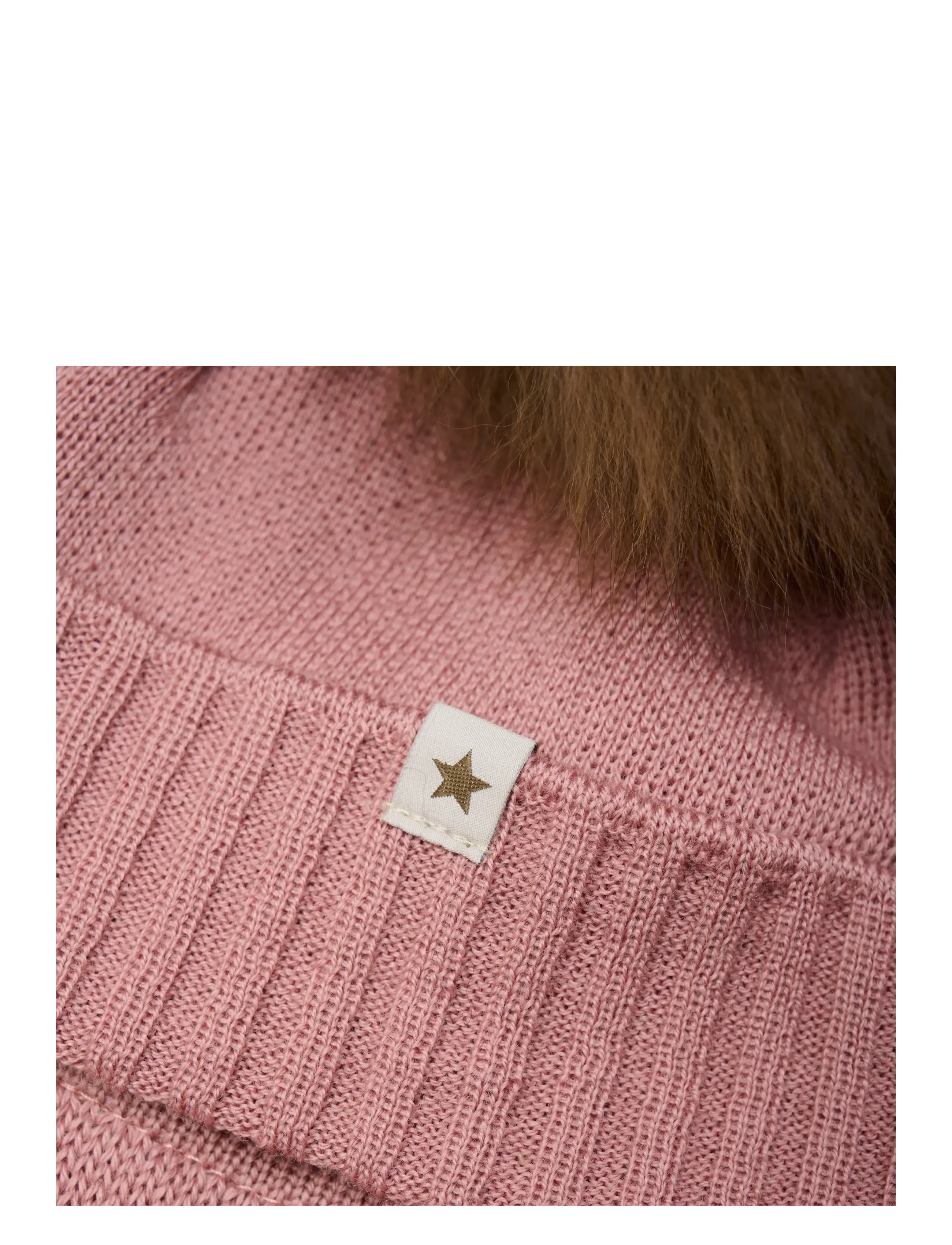 Huttelihut - Bonnet Wool Knit Alpaca Pompom - babymössor - burlwood - 2