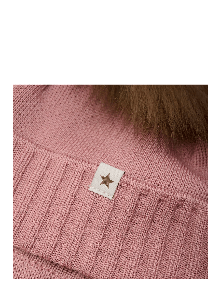 Huttelihut - Bonnet Wool Knit Alpaca Pompom - babymössor - burlwood - 2
