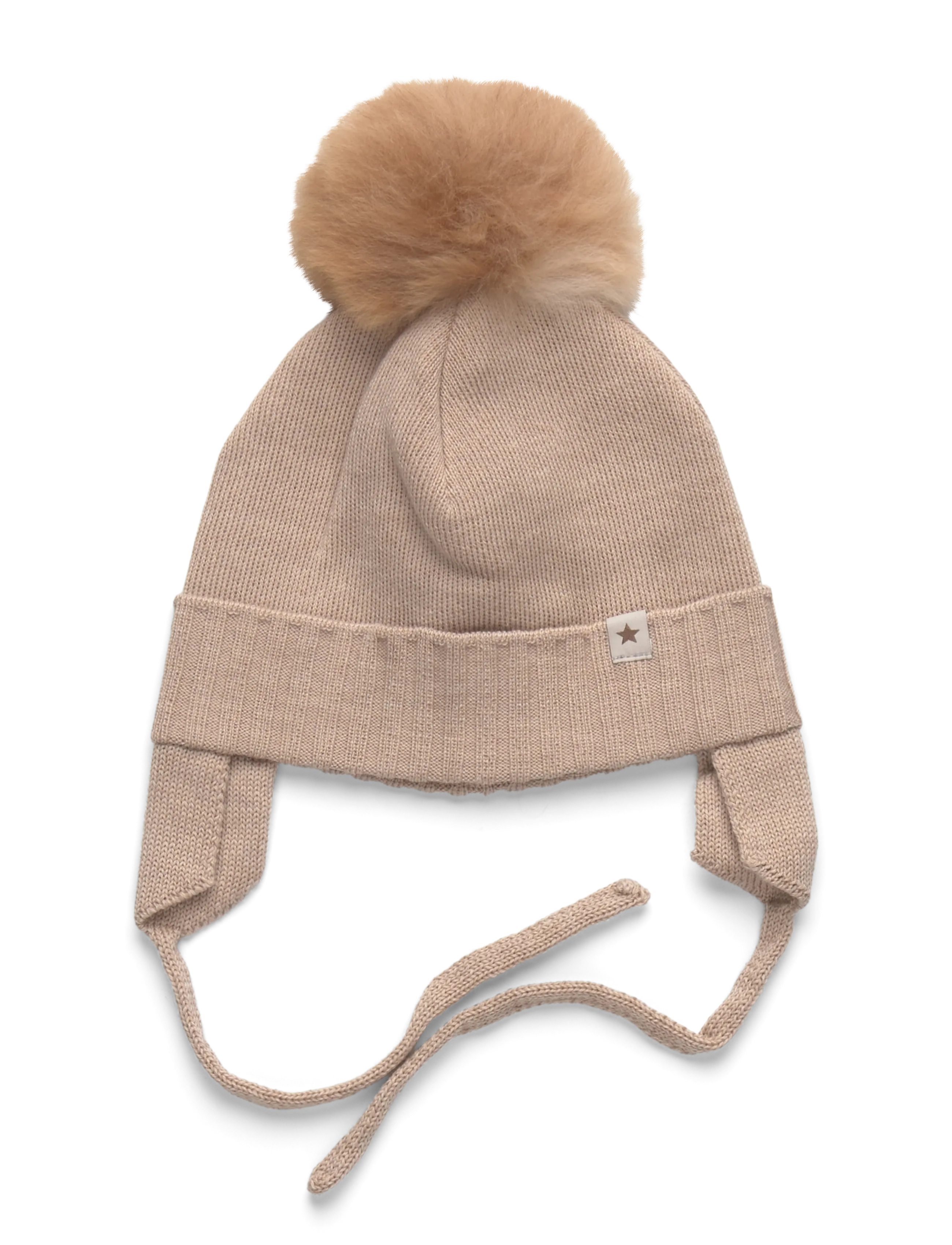 Huttelihut Bonnet Wool Knit Alpaca Pompom - Huttelihut - SAND MELANGE / beige
