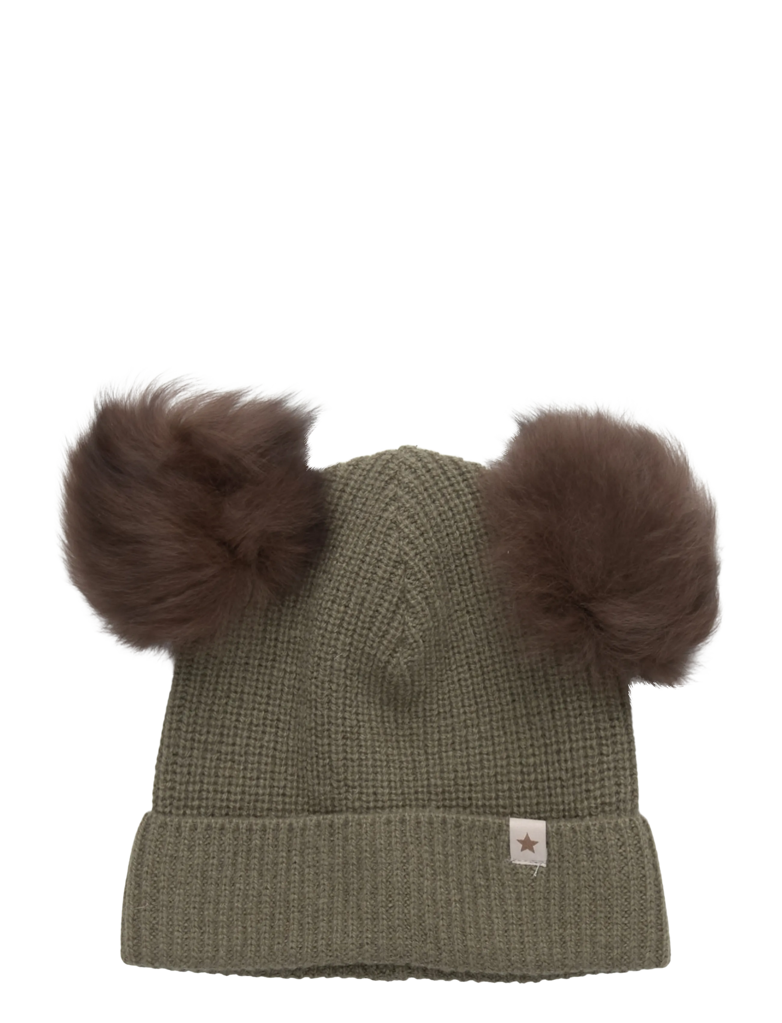 Hat Knit Alpaca Pompoms - BEETLE