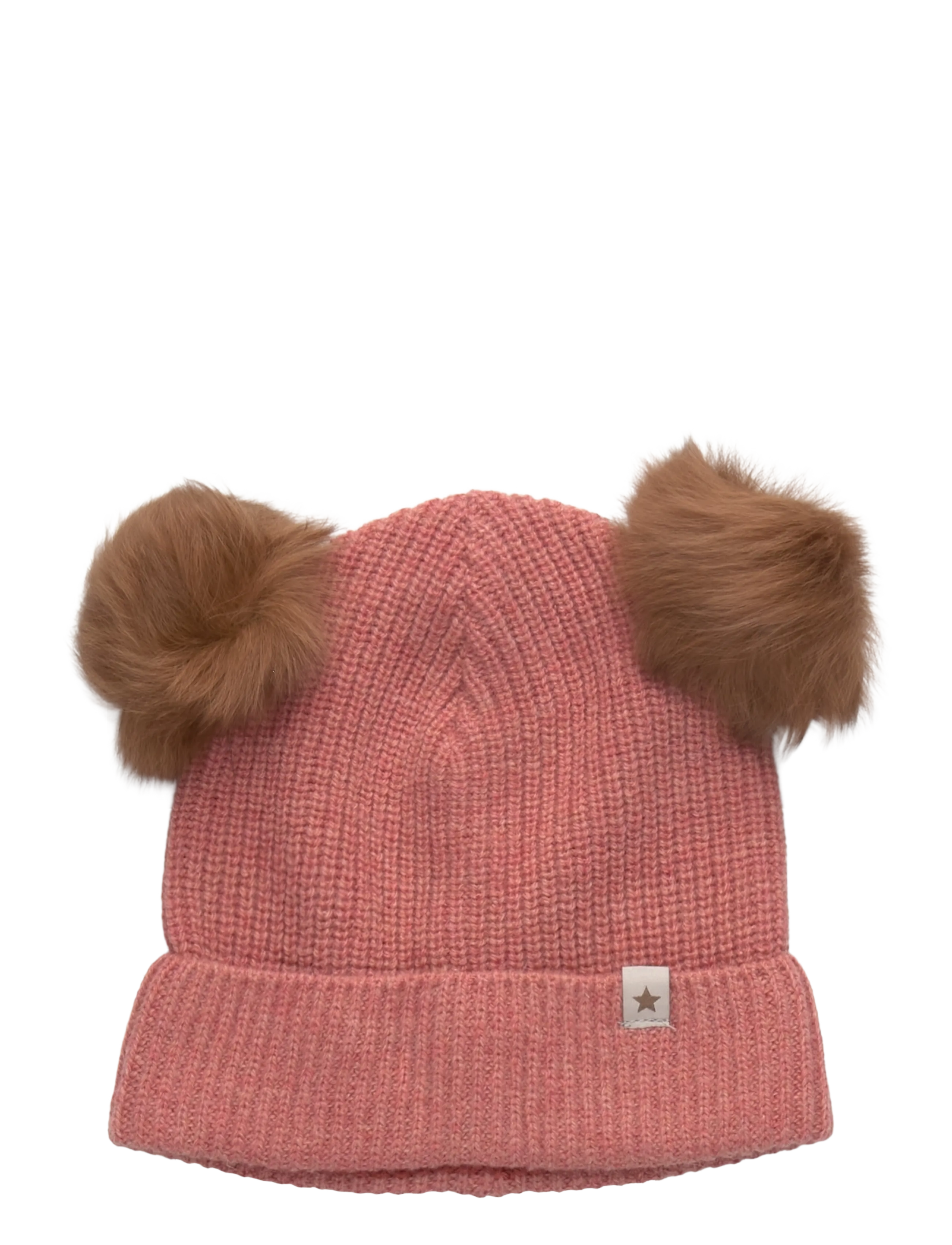 Huttelihut Hat Knit Alpaca Pompoms - Huttelihut - BURLWOOD / pink/rose
